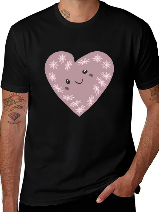 Cute Snowflake Heart Graphic Tee - Soft Cotton Blend