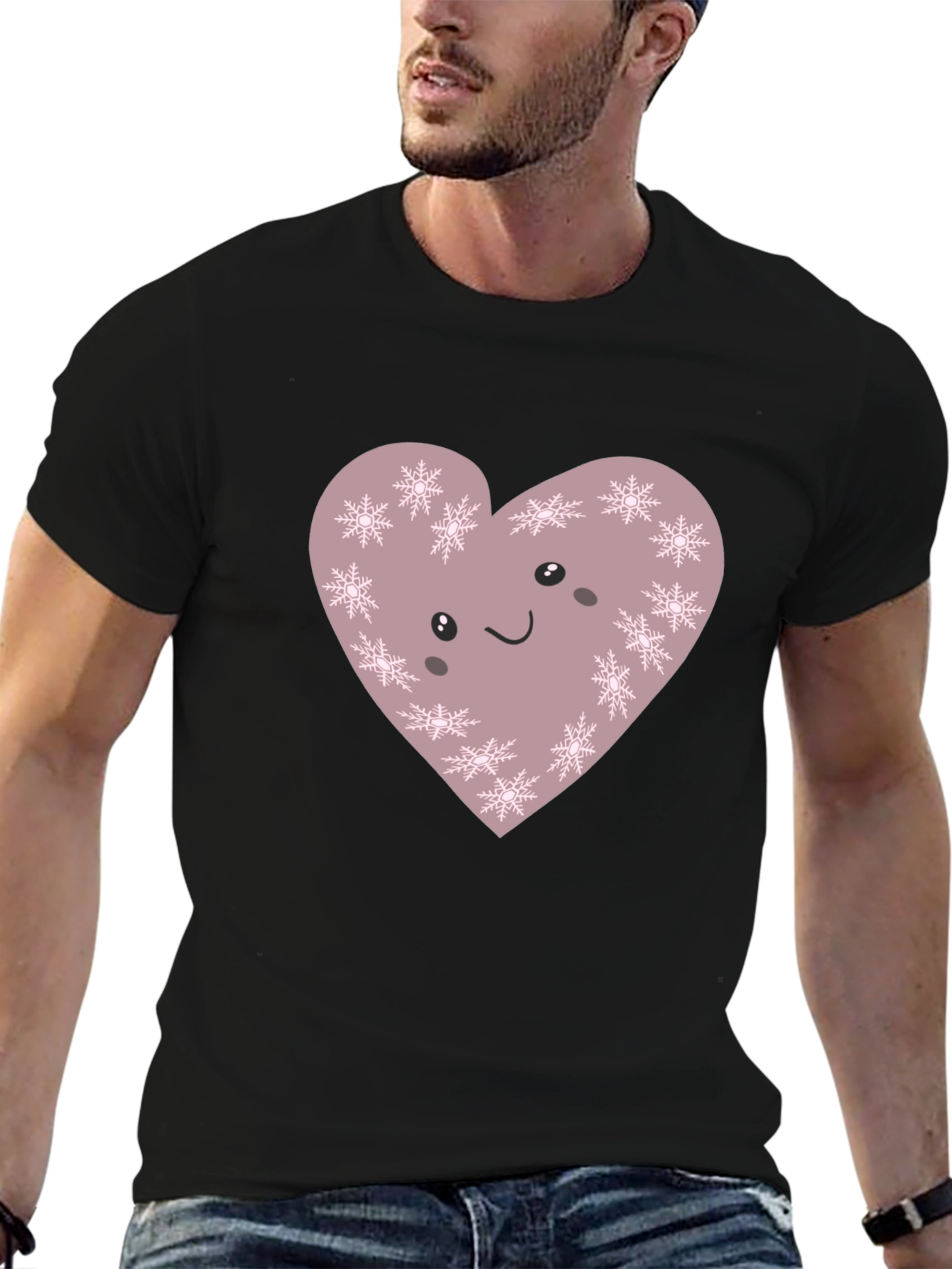 Cute Snowflake Heart Graphic Tee - Soft Cotton Blend