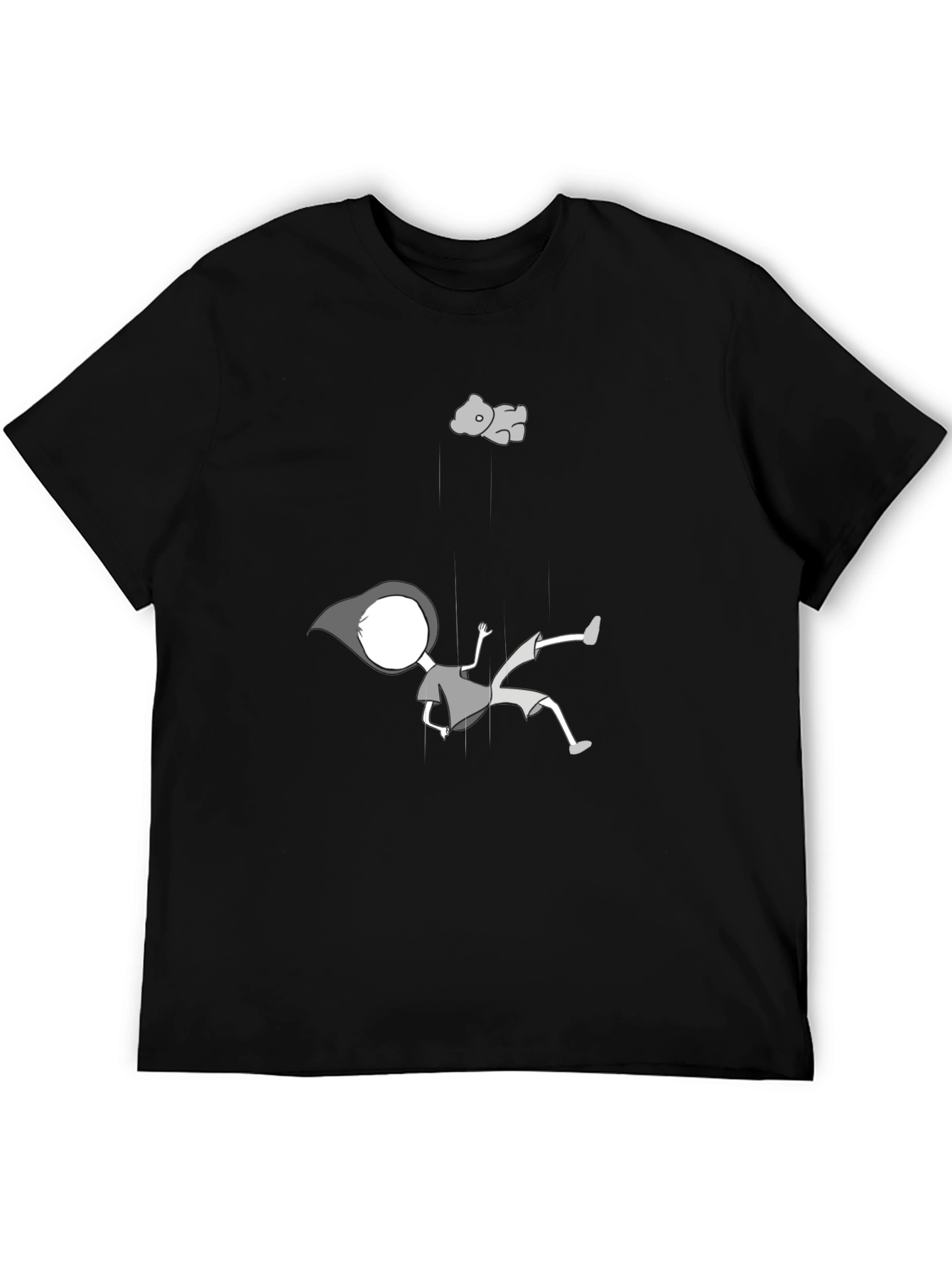 Falling Cartoon Black T-Shirt