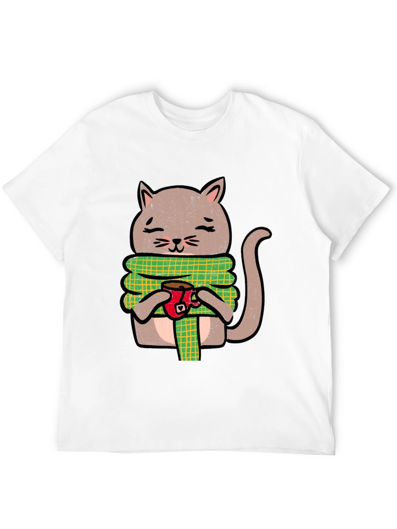 Cozy Cat Coffee T-Shirt - Cute Cartoon Tee