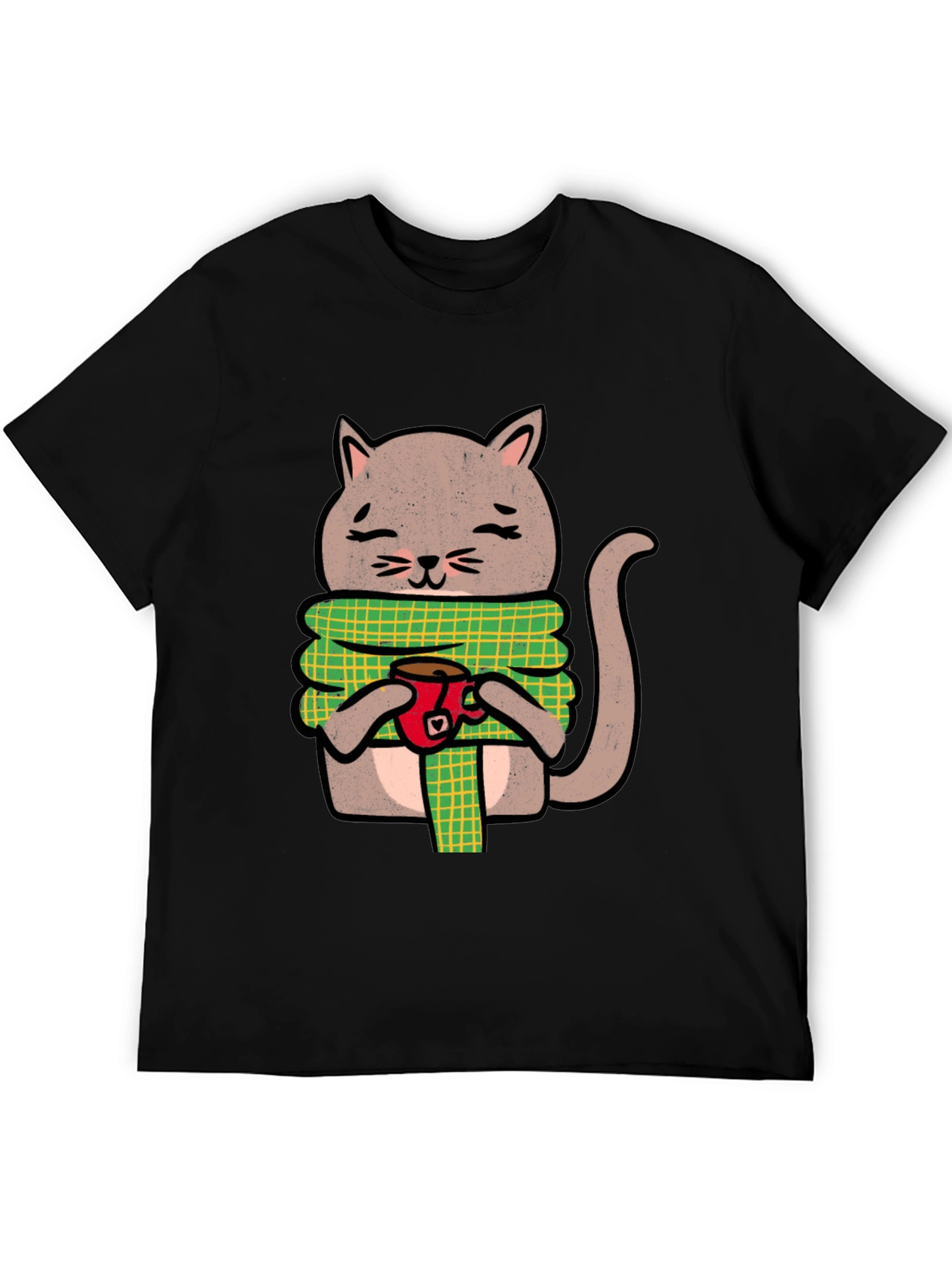 Cozy Cat Coffee T-Shirt - Cute Cartoon Tee