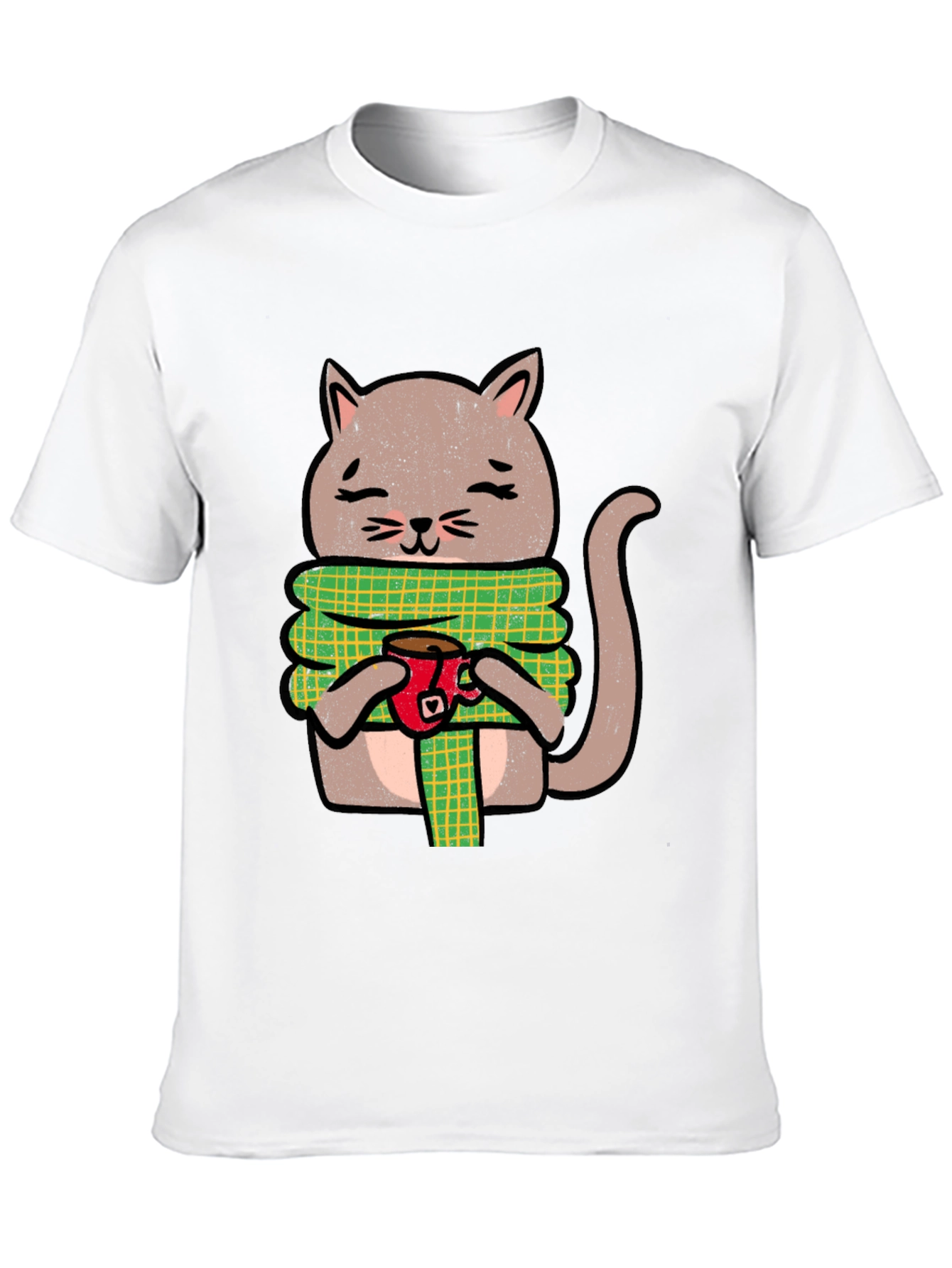 Cozy Cat Coffee T-Shirt - Cute Cartoon Tee