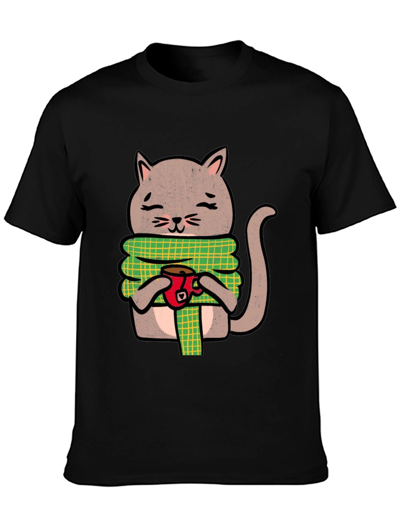 Cozy Cat Coffee T-Shirt - Cute Cartoon Tee