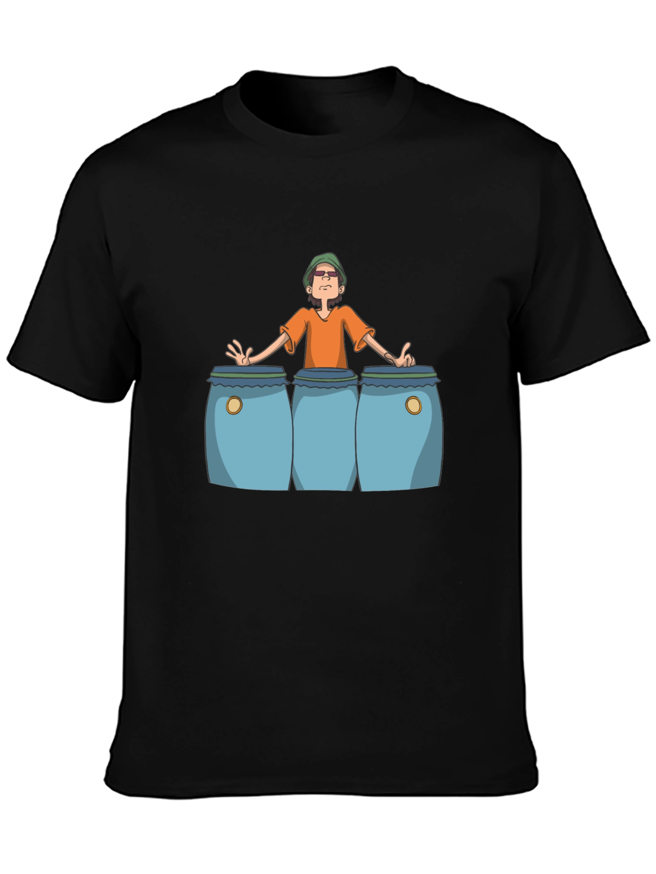 Cartoon Musician Graphic Print T-Shirt