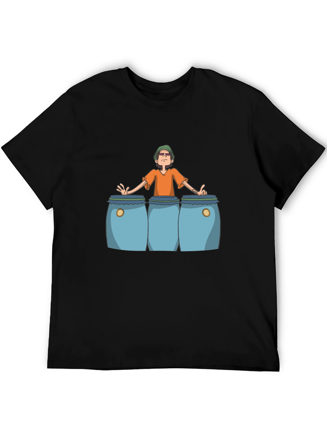 Cartoon Musician Graphic Print T-Shirt