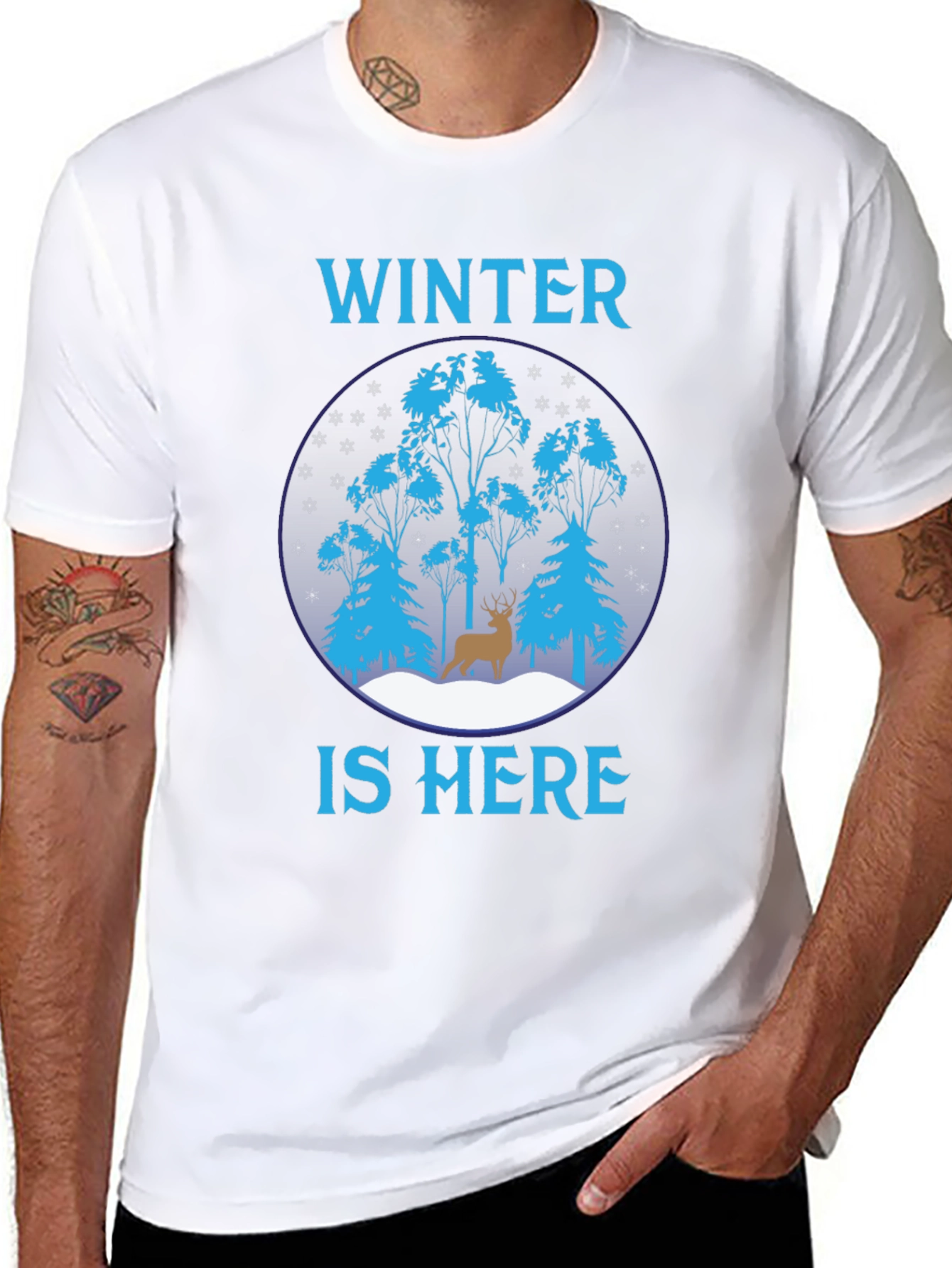 Winter is Here Graphic Tee - Deer Scene