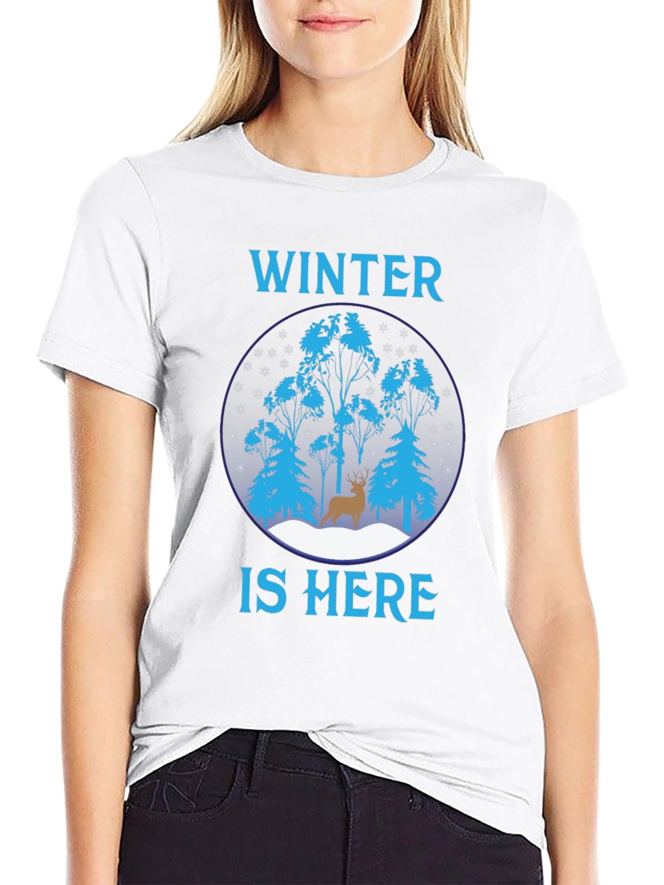 Winter is Here Graphic Tee - Deer Scene