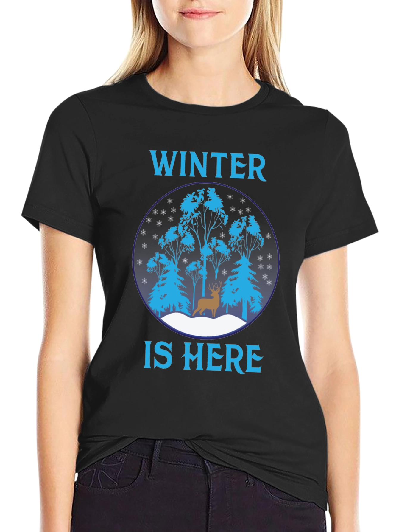 Winter is Here Graphic Tee - Deer Scene