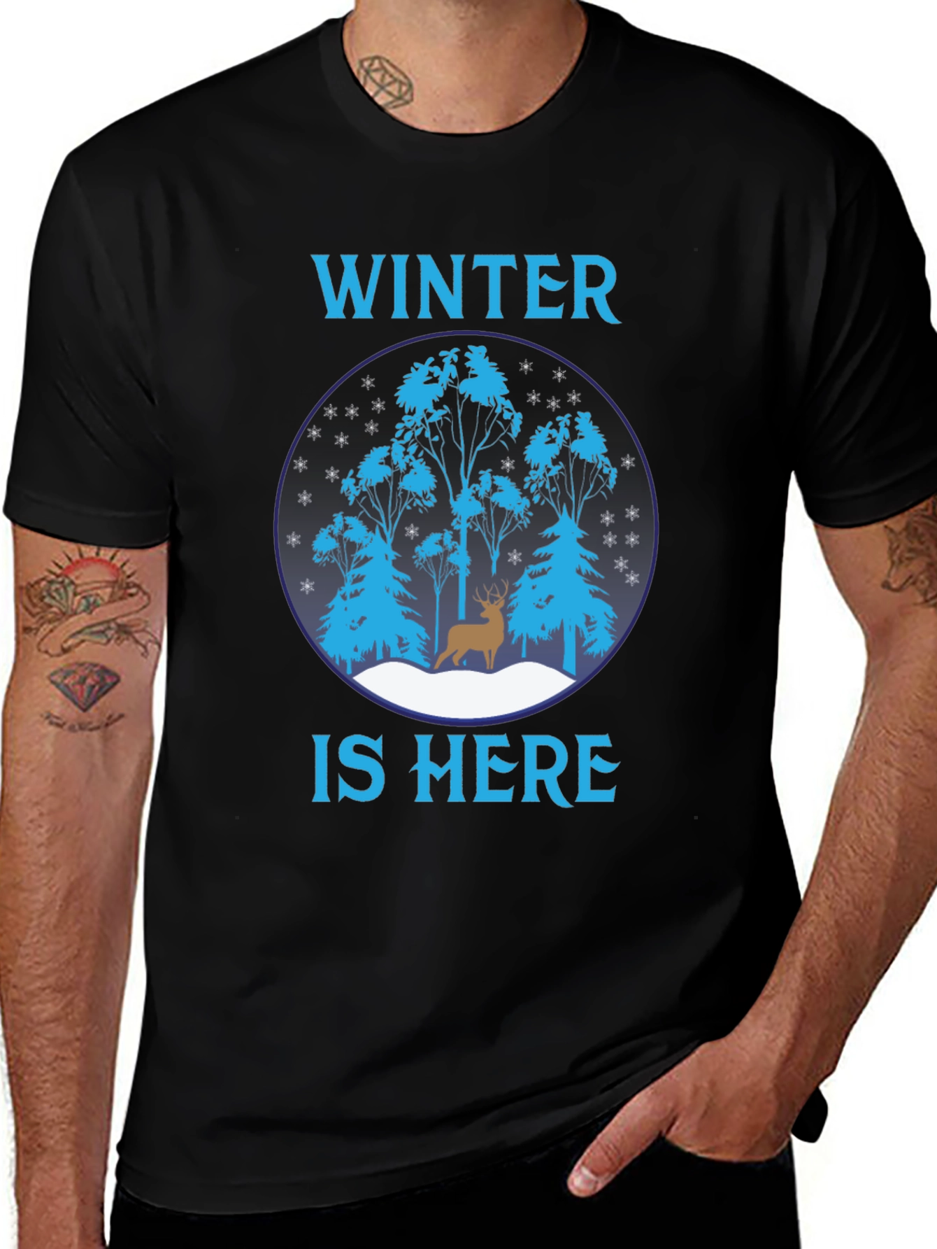 Winter is Here Graphic Tee - Deer Scene