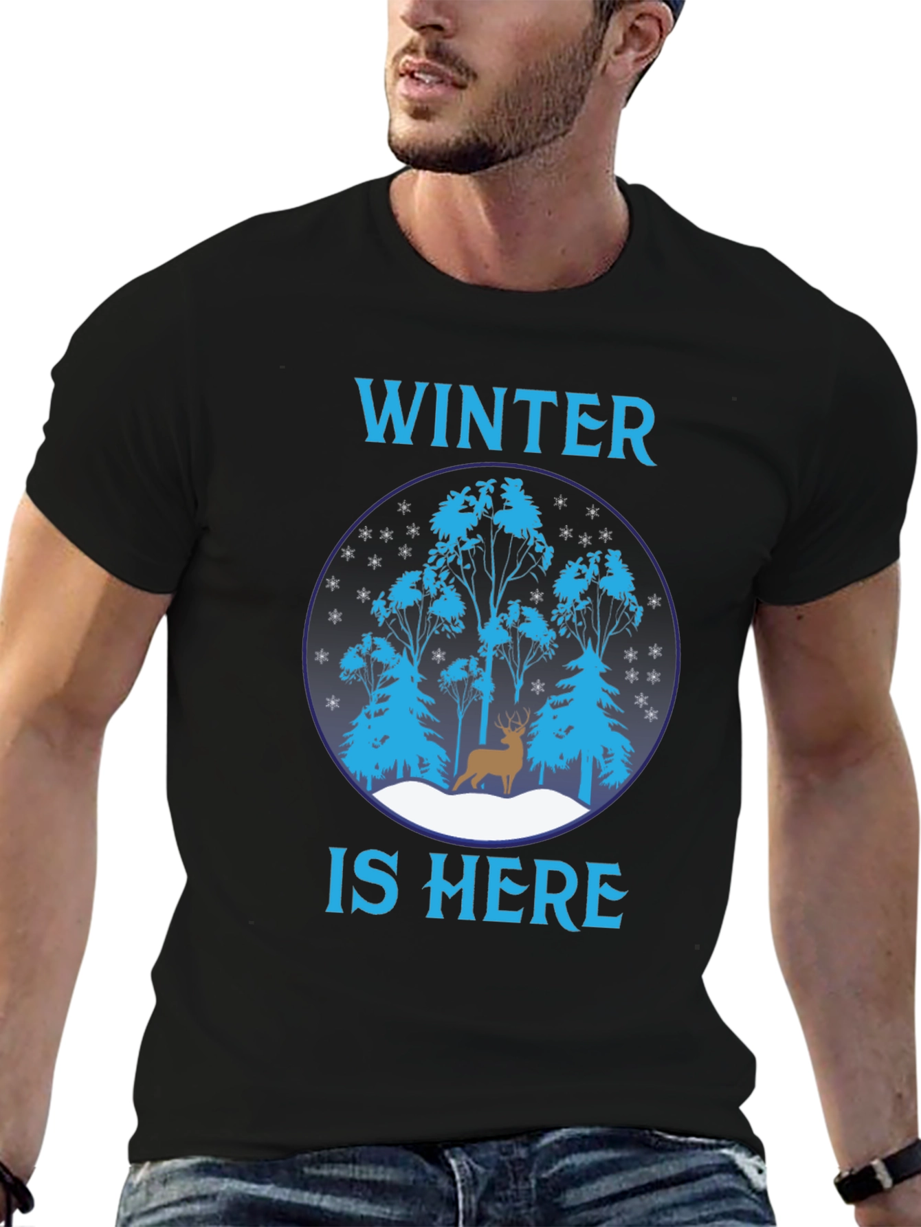 Winter is Here Graphic Tee - Deer Scene