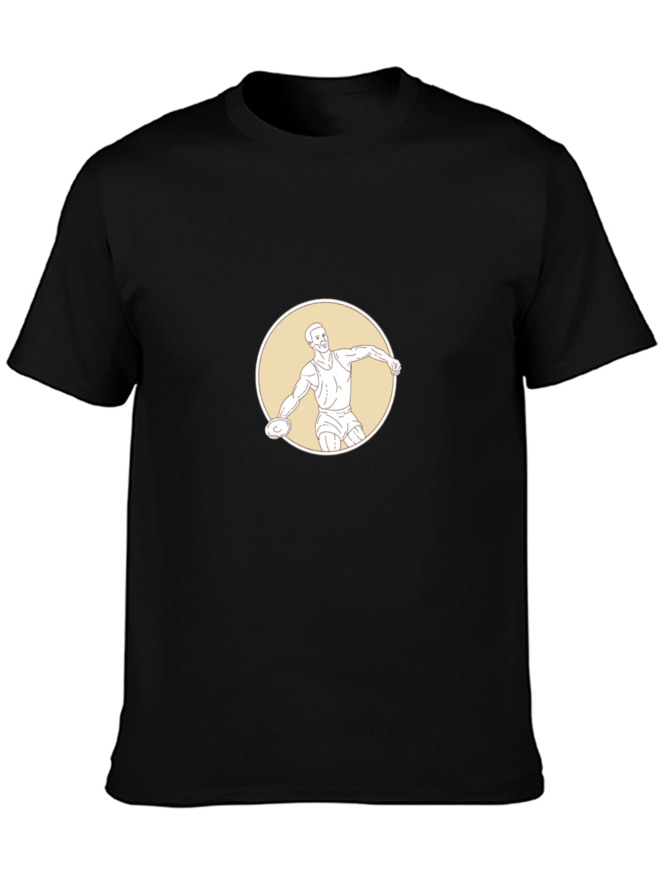 Black T-Shirt with Discus Thrower Graphic
