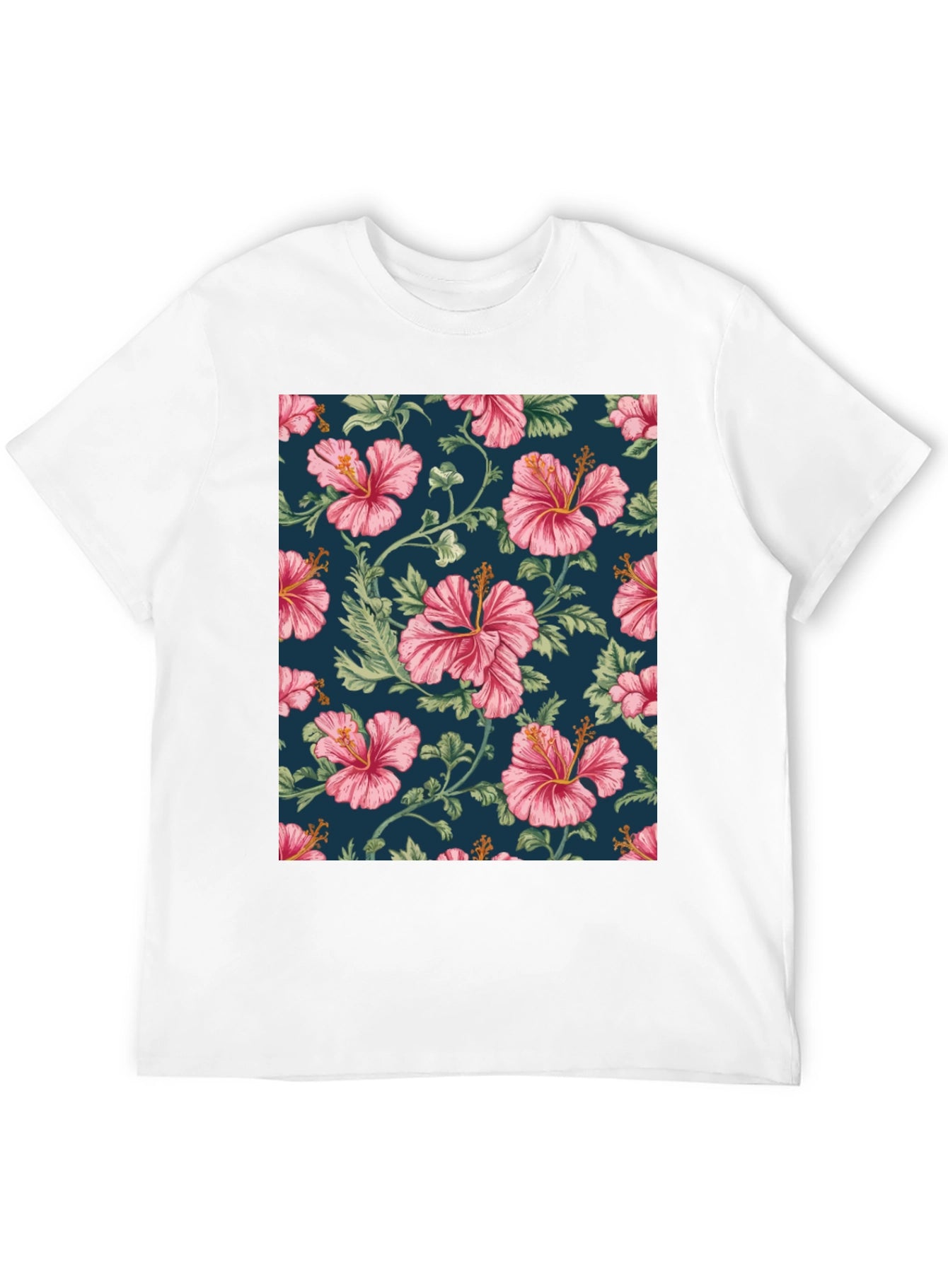 Floral Hibiscus Print Black T-Shirt