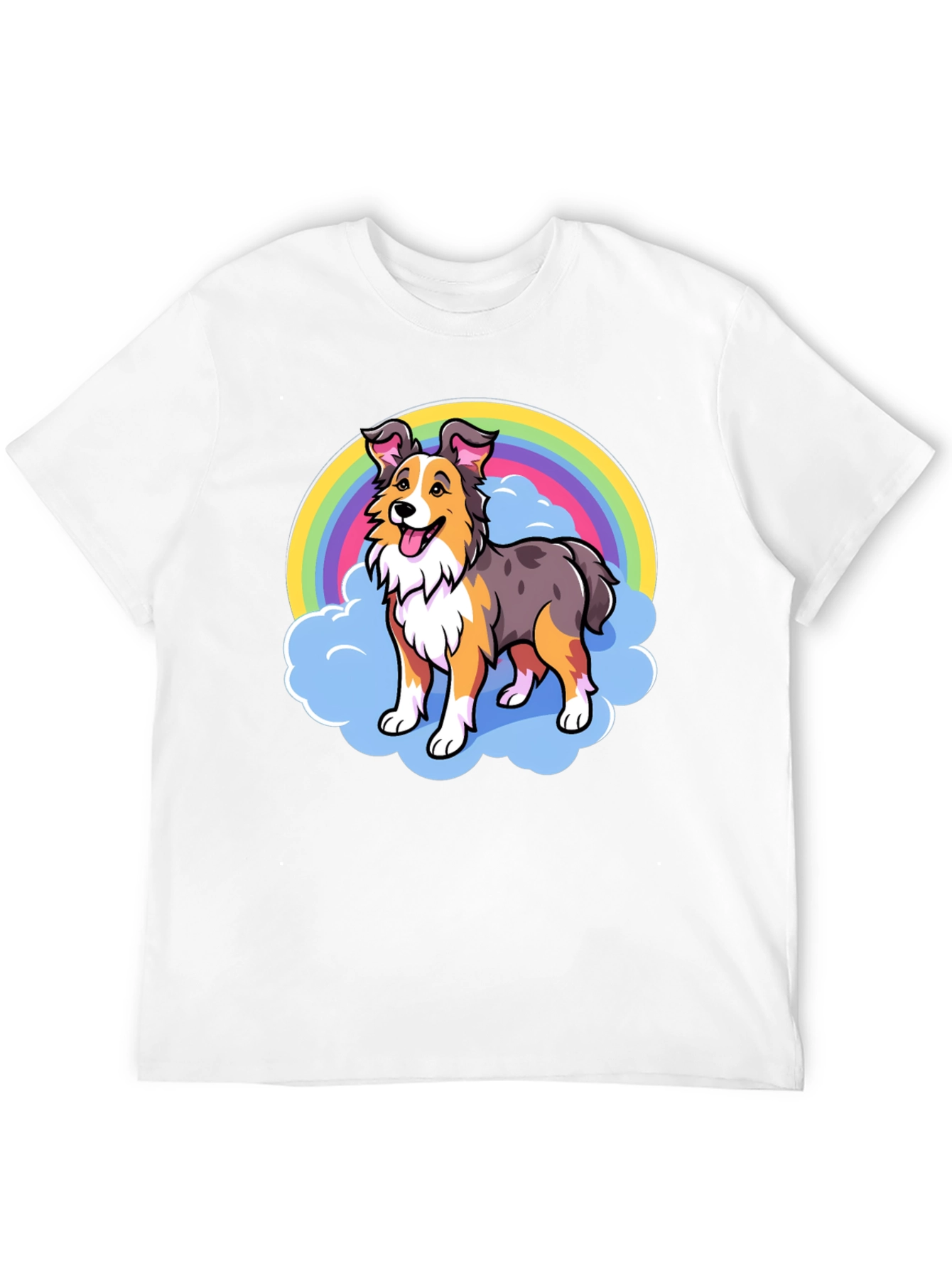 Cute Dog Rainbow Graphic Tee - Unisex Black T-Shirt