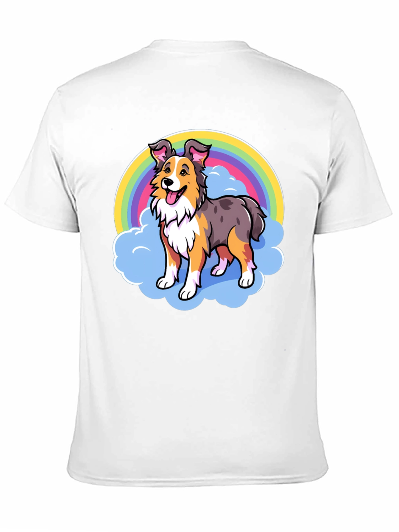 Cute Dog Rainbow Graphic Tee - Unisex Black T-Shirt
