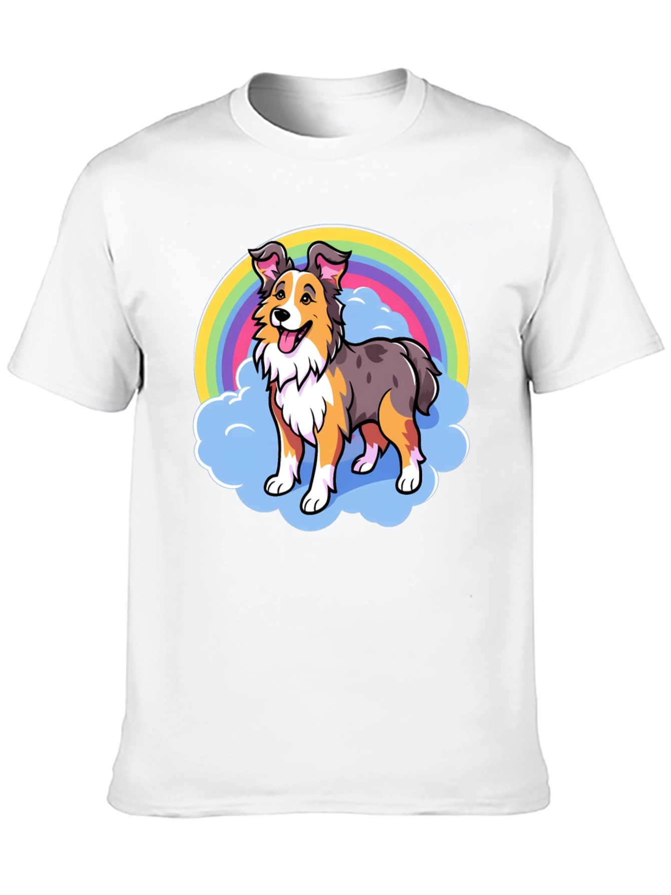 Cute Dog Rainbow Graphic Tee - Unisex Black T-Shirt