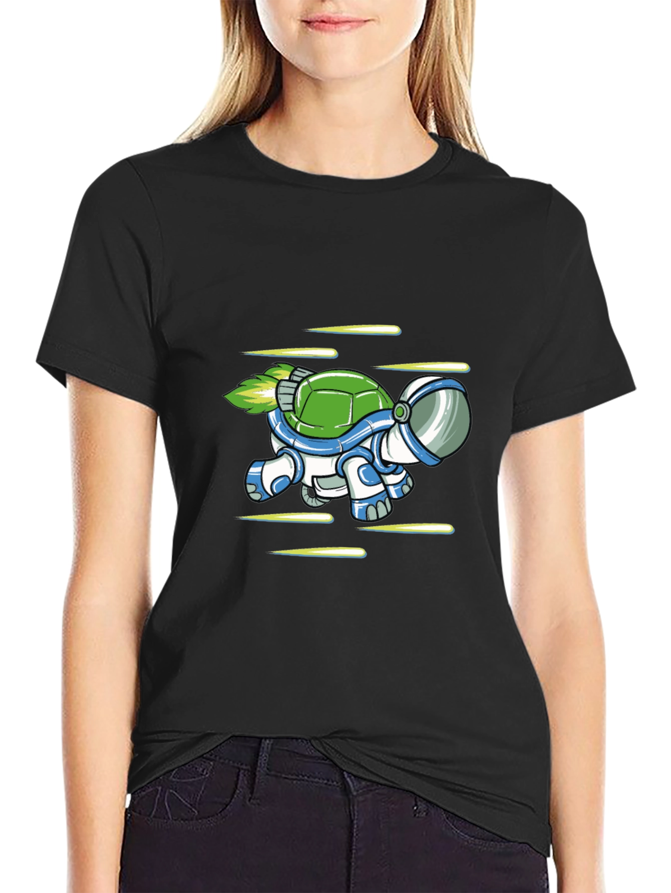 Astronaut Turtle Black T-Shirt