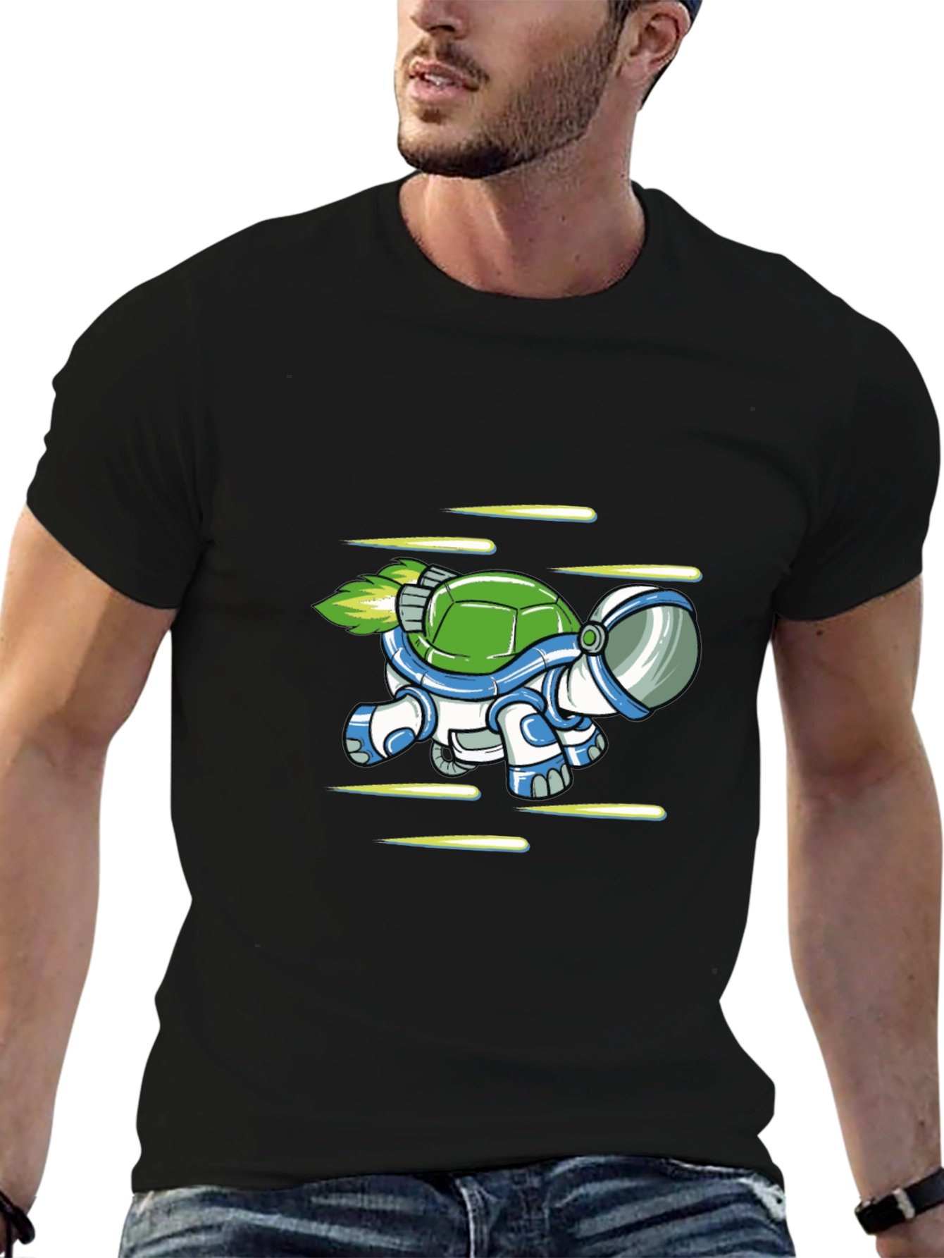 Astronaut Turtle Black T-Shirt