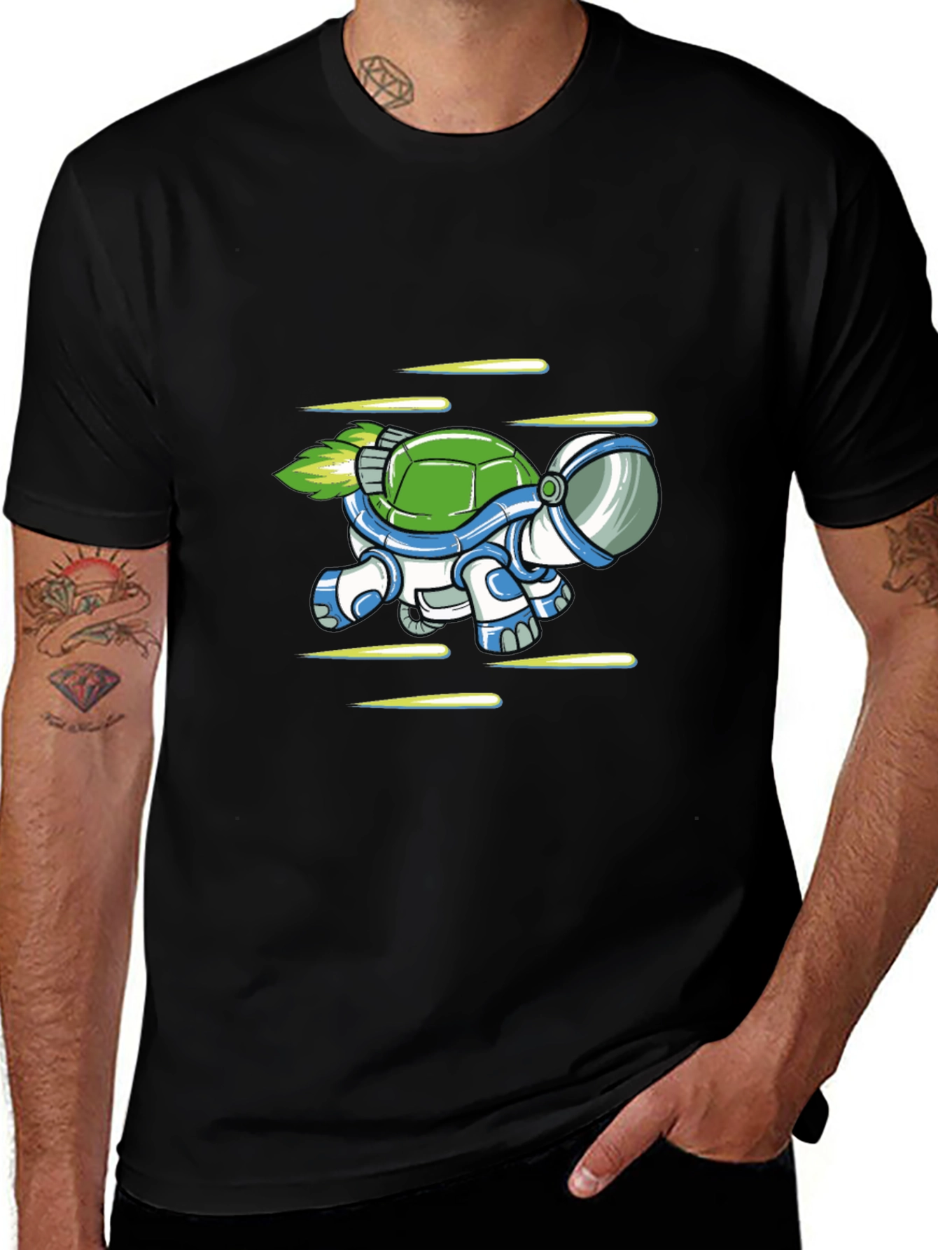 Astronaut Turtle Black T-Shirt