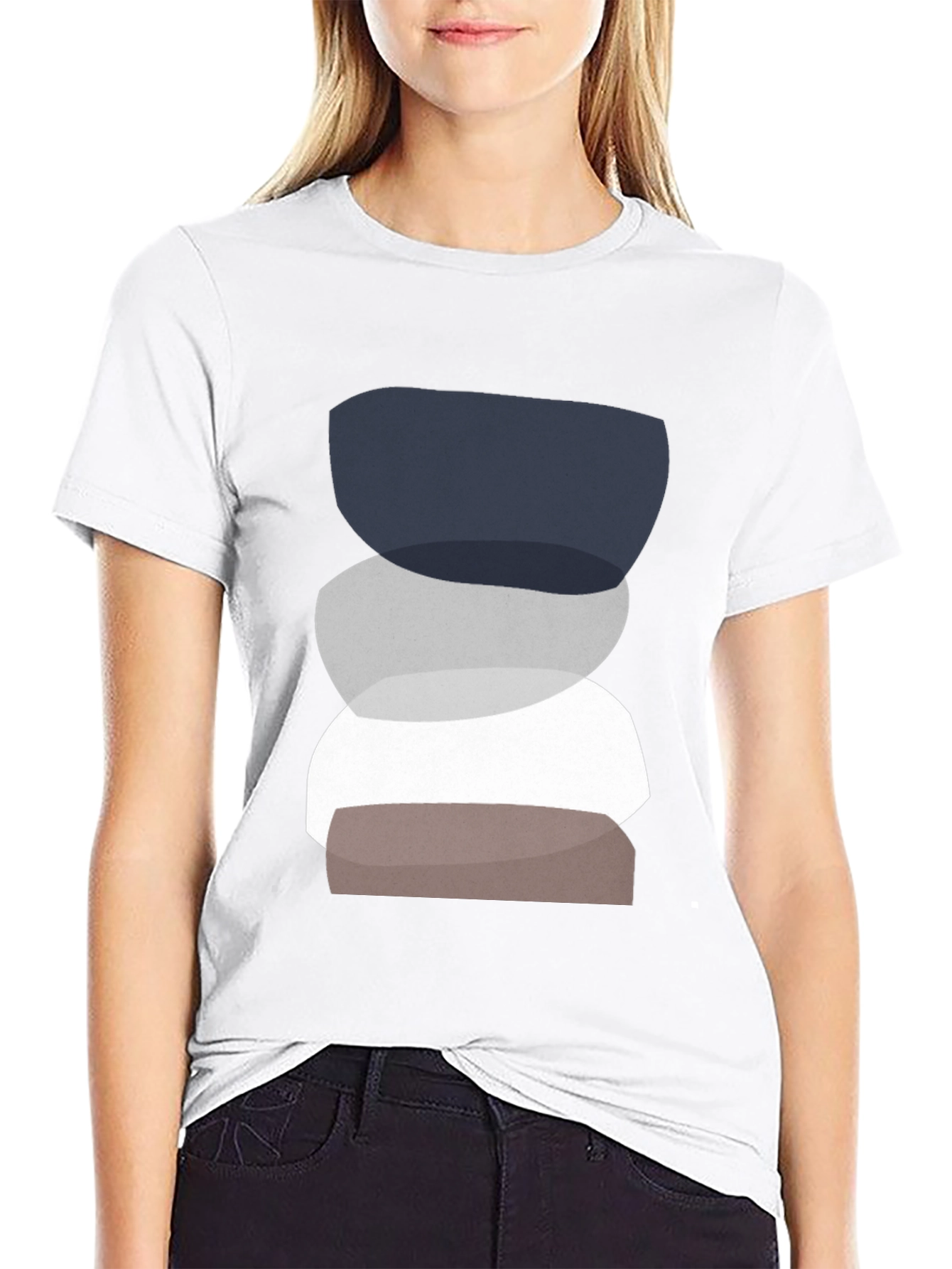 Abstract Stacking Stone Graphic Tee - Modern Casual Shirt