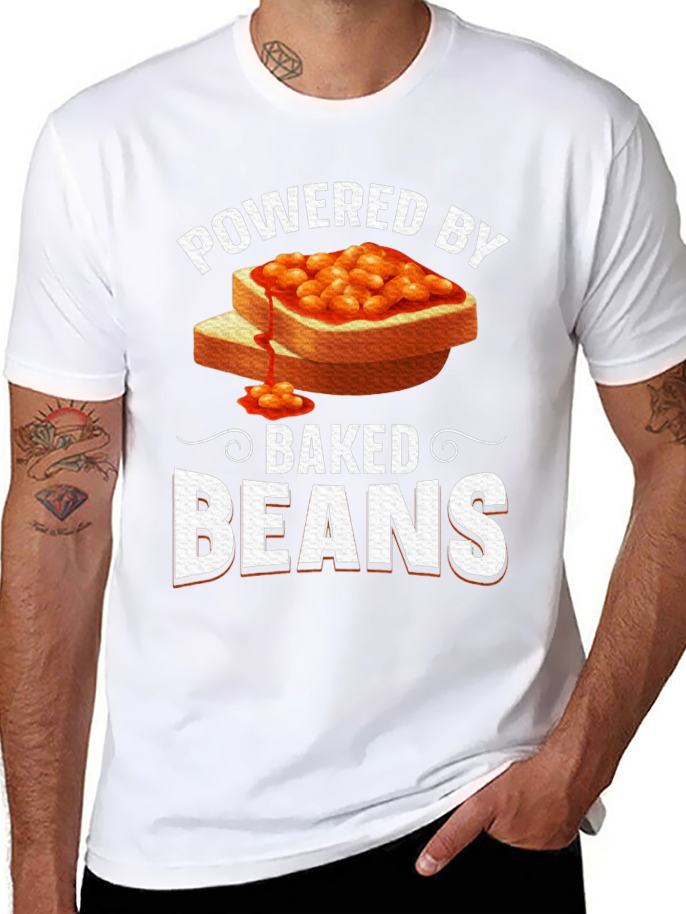 Powered by Baked Beans Funny T-Shirt