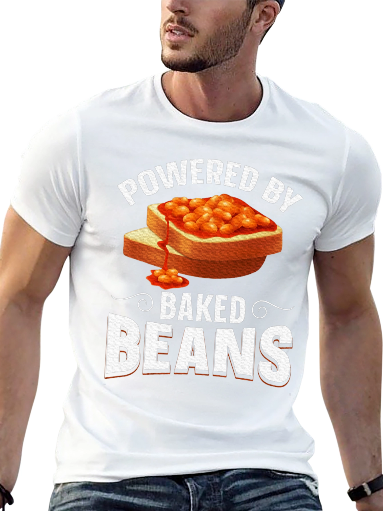 Powered by Baked Beans Funny T-Shirt