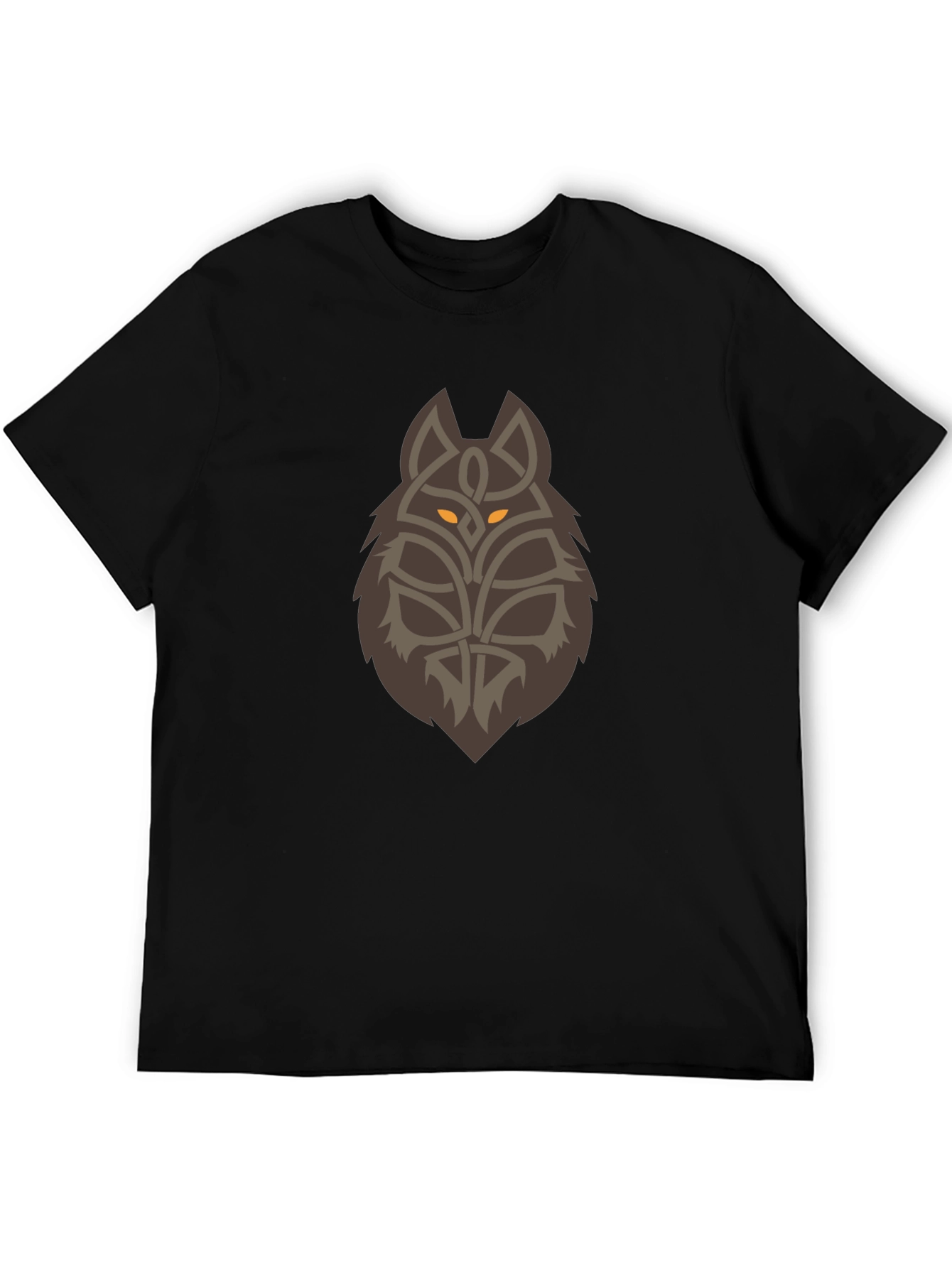 Celtic Wolf Graphic Tee - Black Cotton T-Shirt