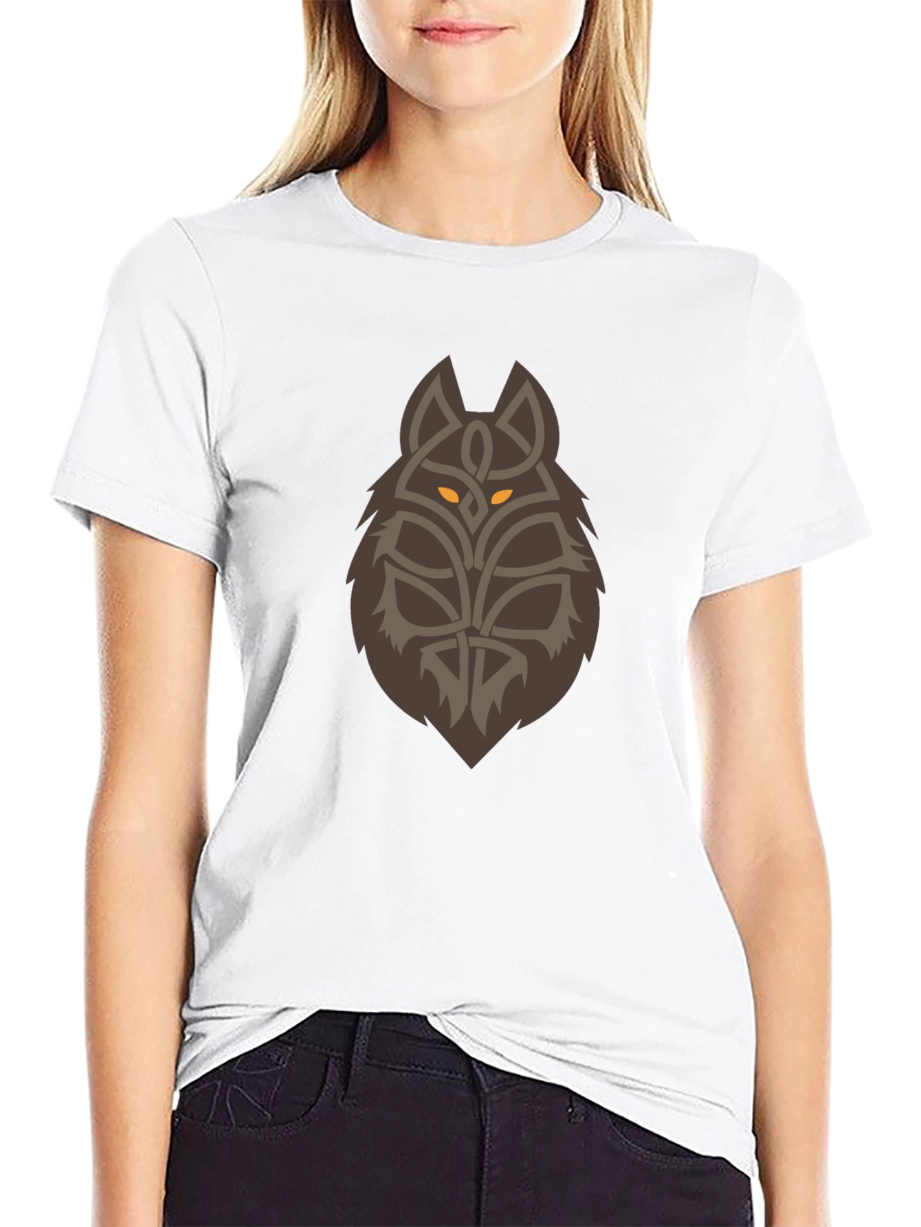 Celtic Wolf Graphic Tee - Black Cotton T-Shirt
