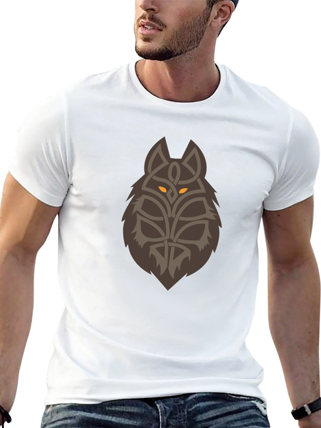 Celtic Wolf Graphic Tee - Black Cotton T-Shirt