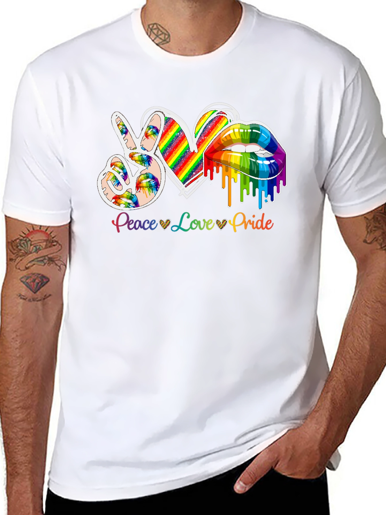 Peace Love Pride Rainbow Graphic Tee