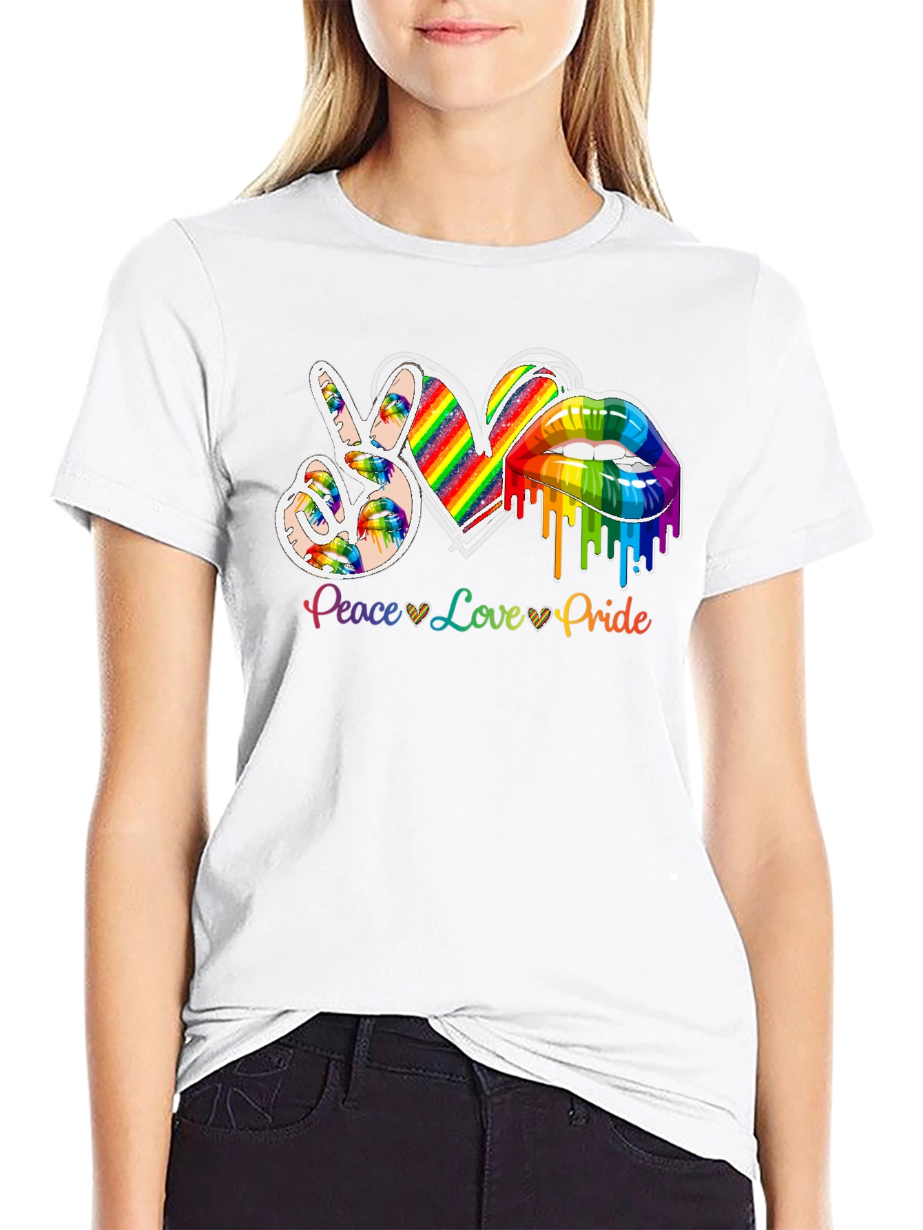 Peace Love Pride Rainbow Graphic Tee