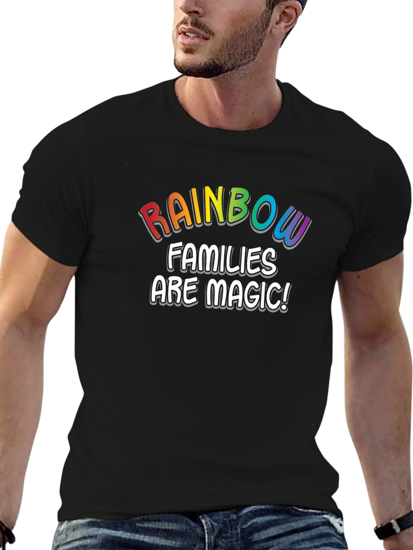 Rainbow Families Are Magic! Black T-Shirt