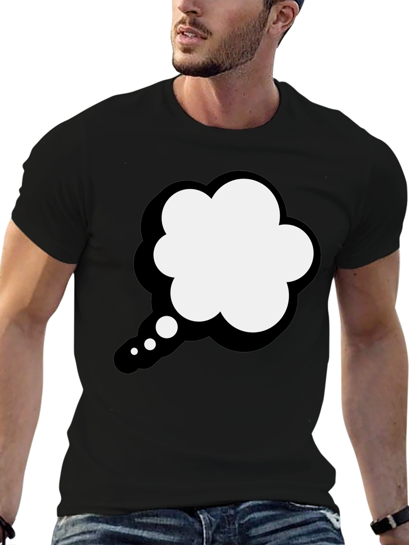 Thinking Cloud Black T-Shirt - Express Yourself