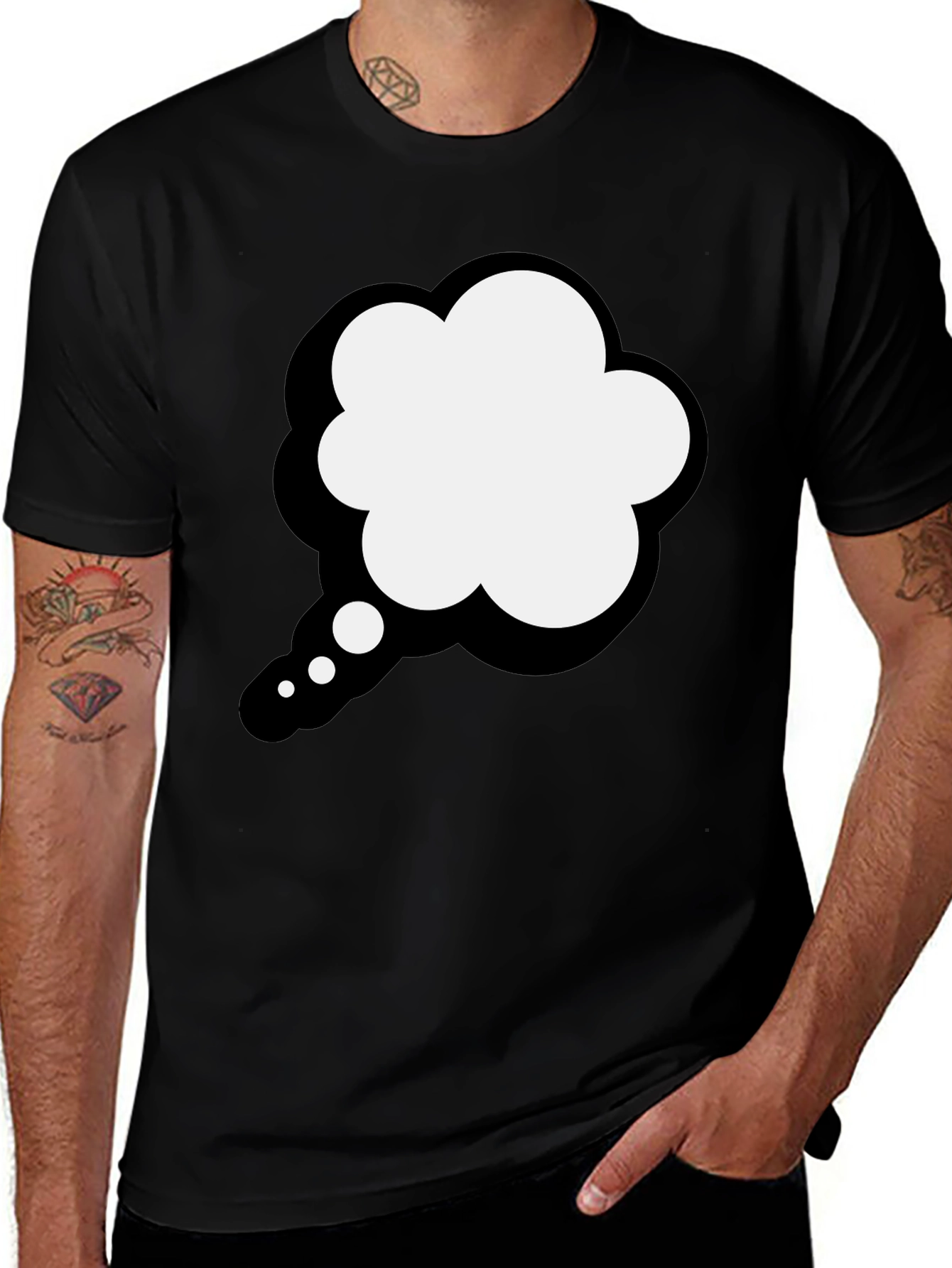 Thinking Cloud Black T-Shirt - Express Yourself