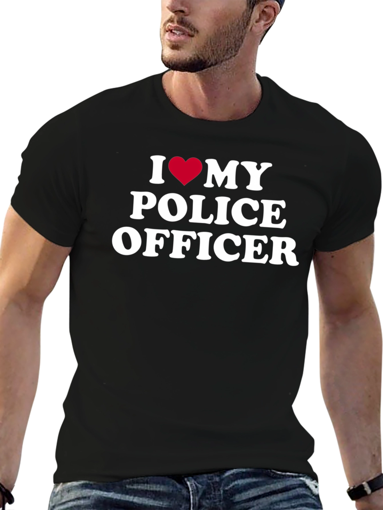 I Heart My Police Officer T-Shirt - Black