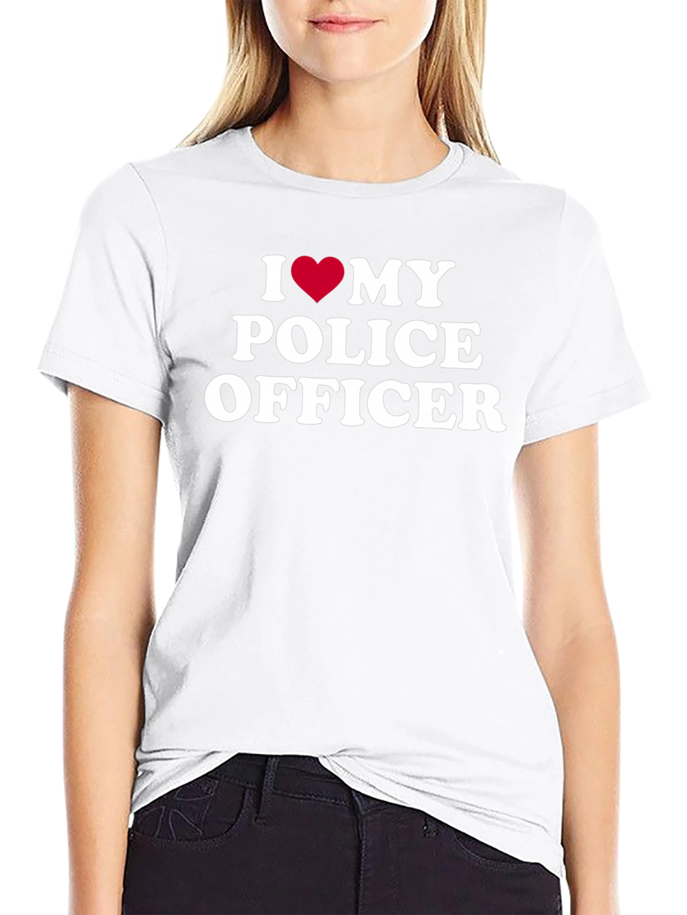 I Heart My Police Officer T-Shirt - Black