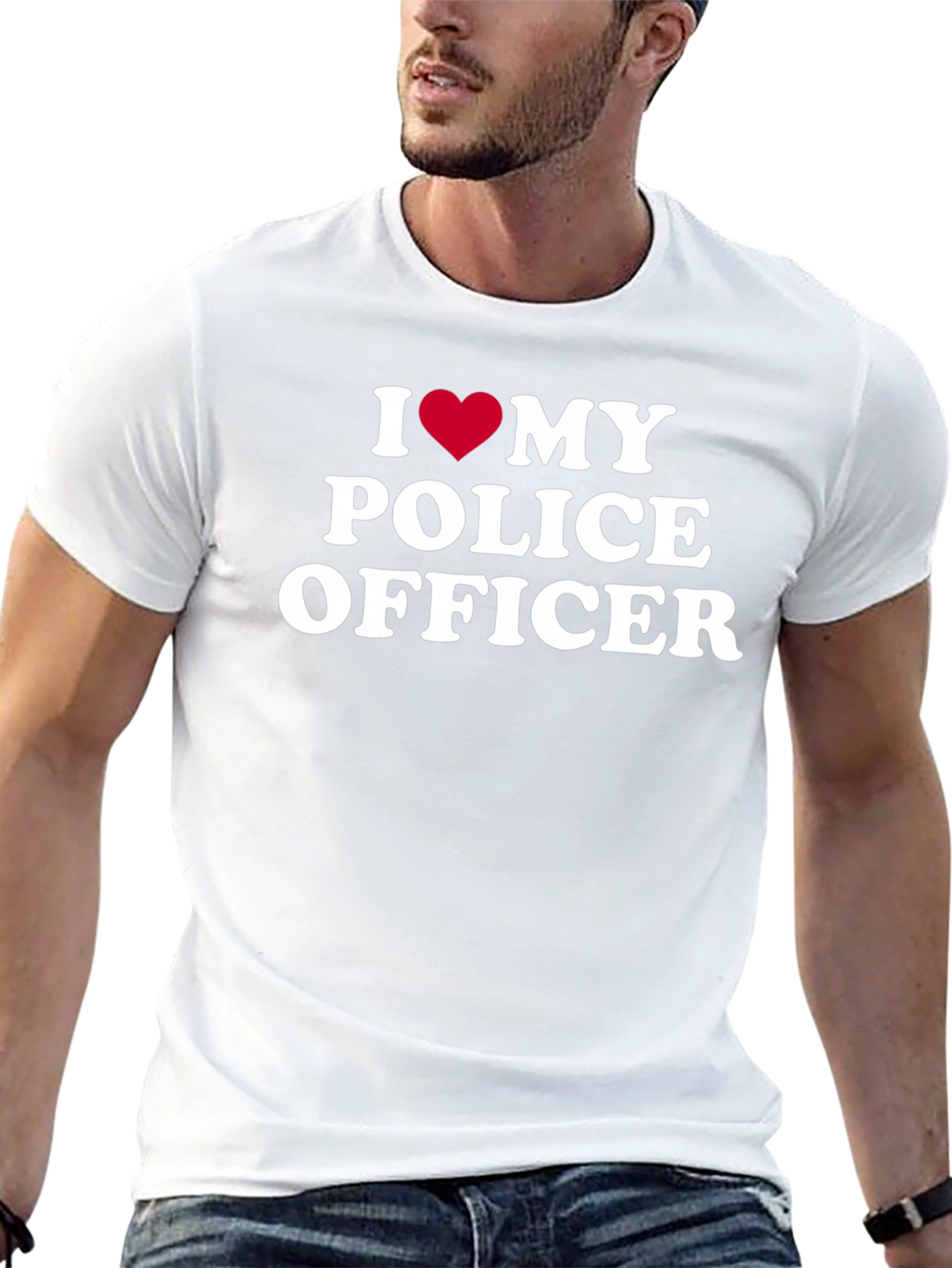 I Heart My Police Officer T-Shirt - Black