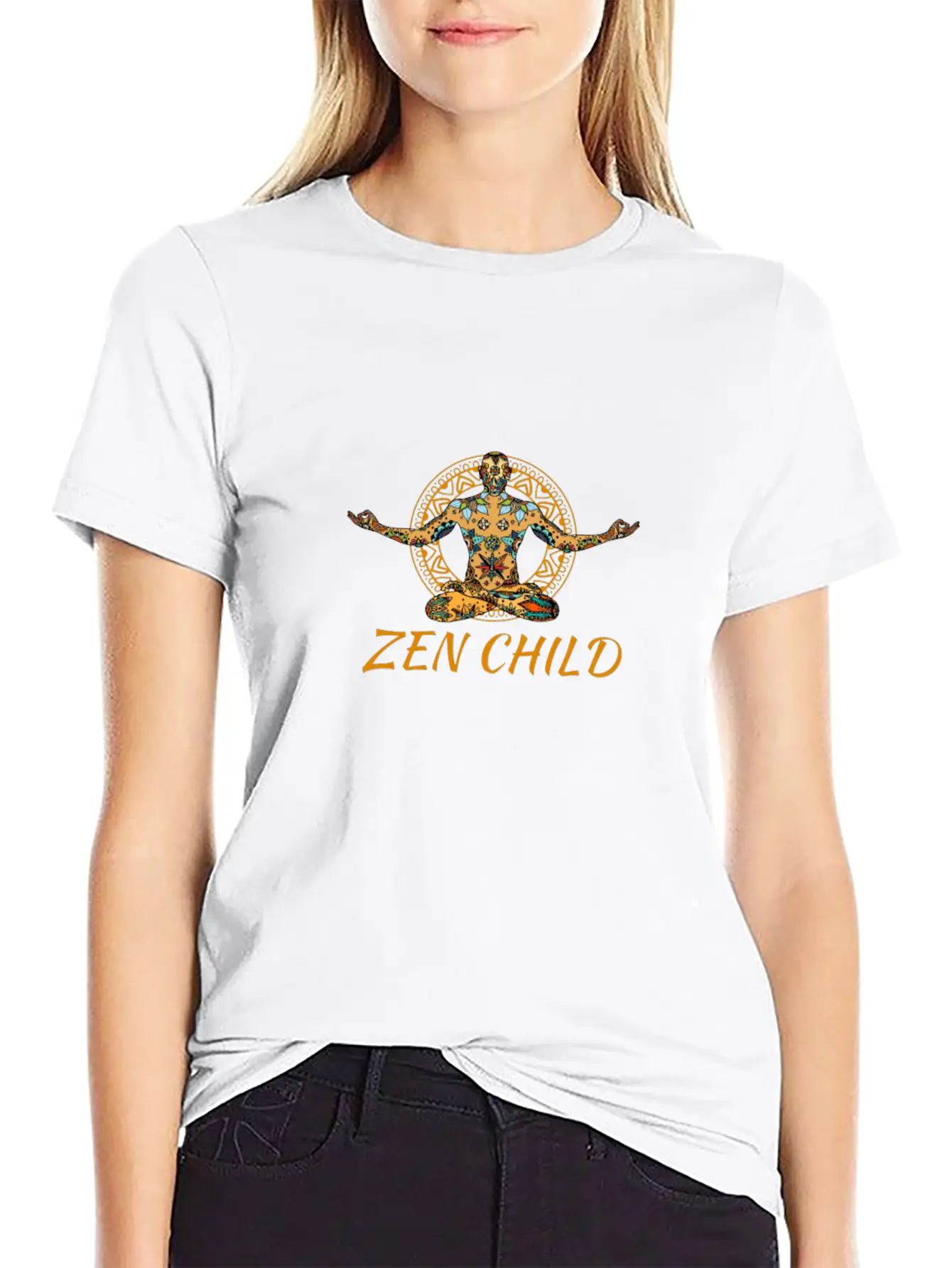 Zen Child - Meditating Character - Yoga T-Shirt Unisex Short Sleeve Soft Cotton T-Shirt – Casual Everyday Wear