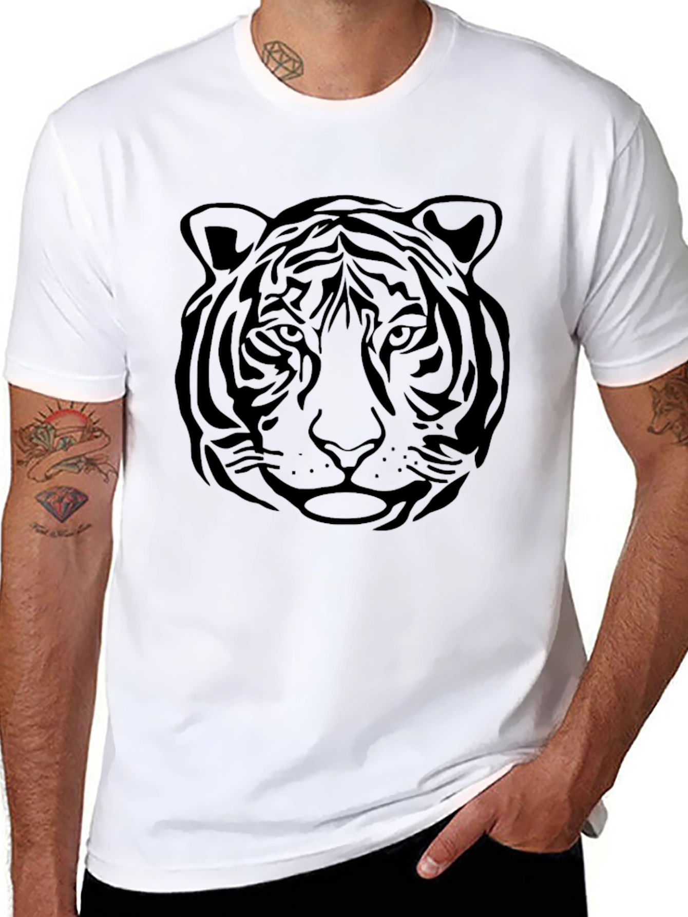 Black Tiger Graphic Print T-Shirt