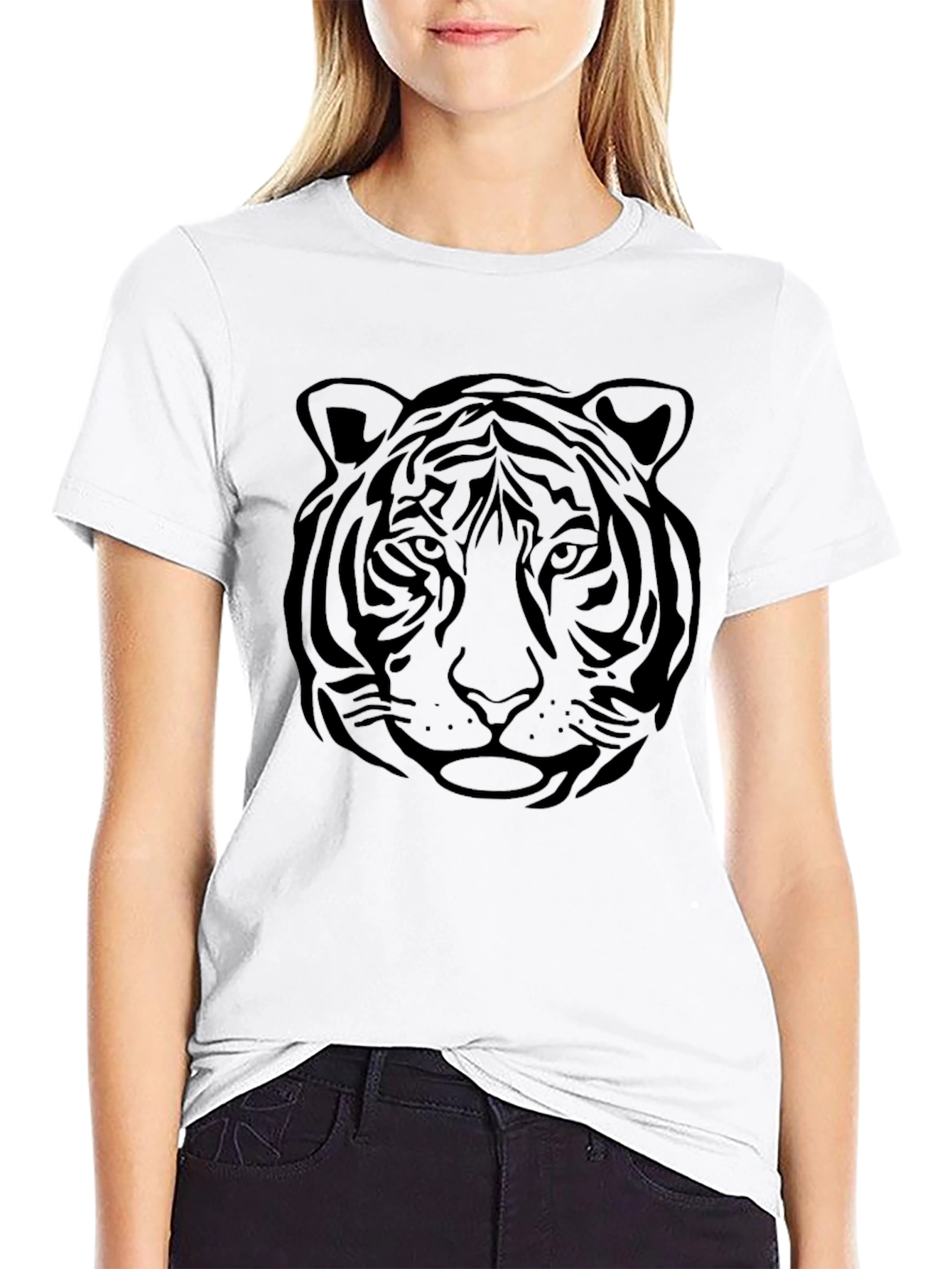 Black Tiger Graphic Print T-Shirt