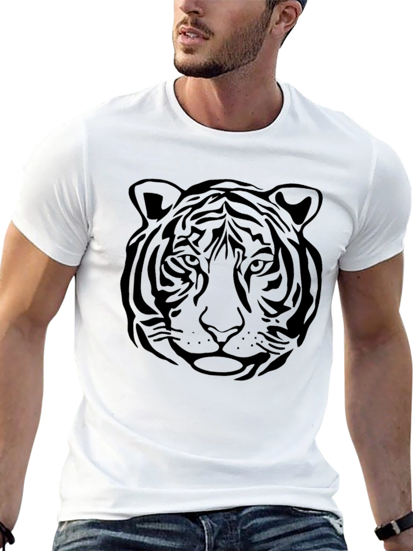 Black Tiger Graphic Print T-Shirt