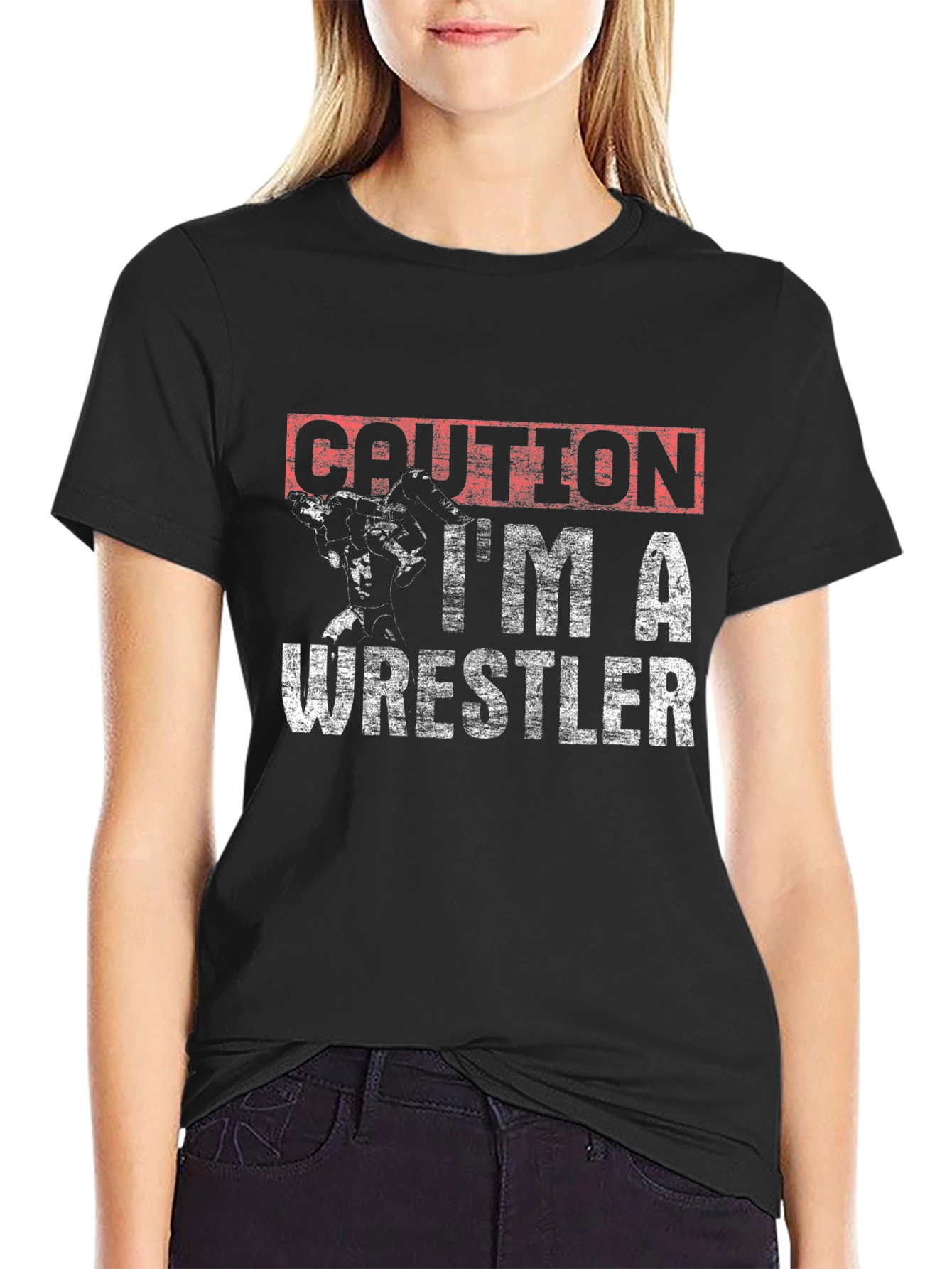 Caution Wrestler Graphic T-Shirt
