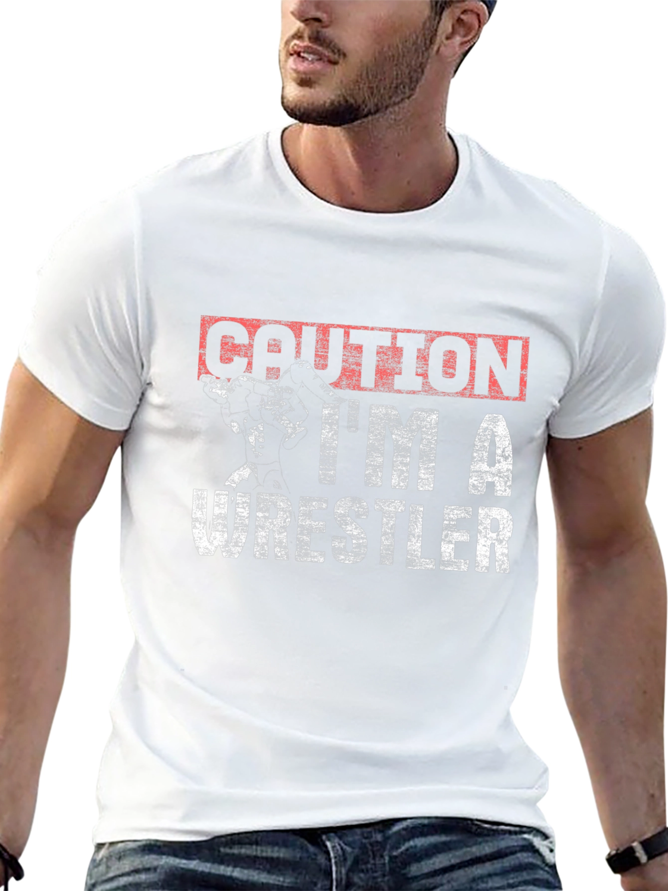 Caution Wrestler Graphic T-Shirt