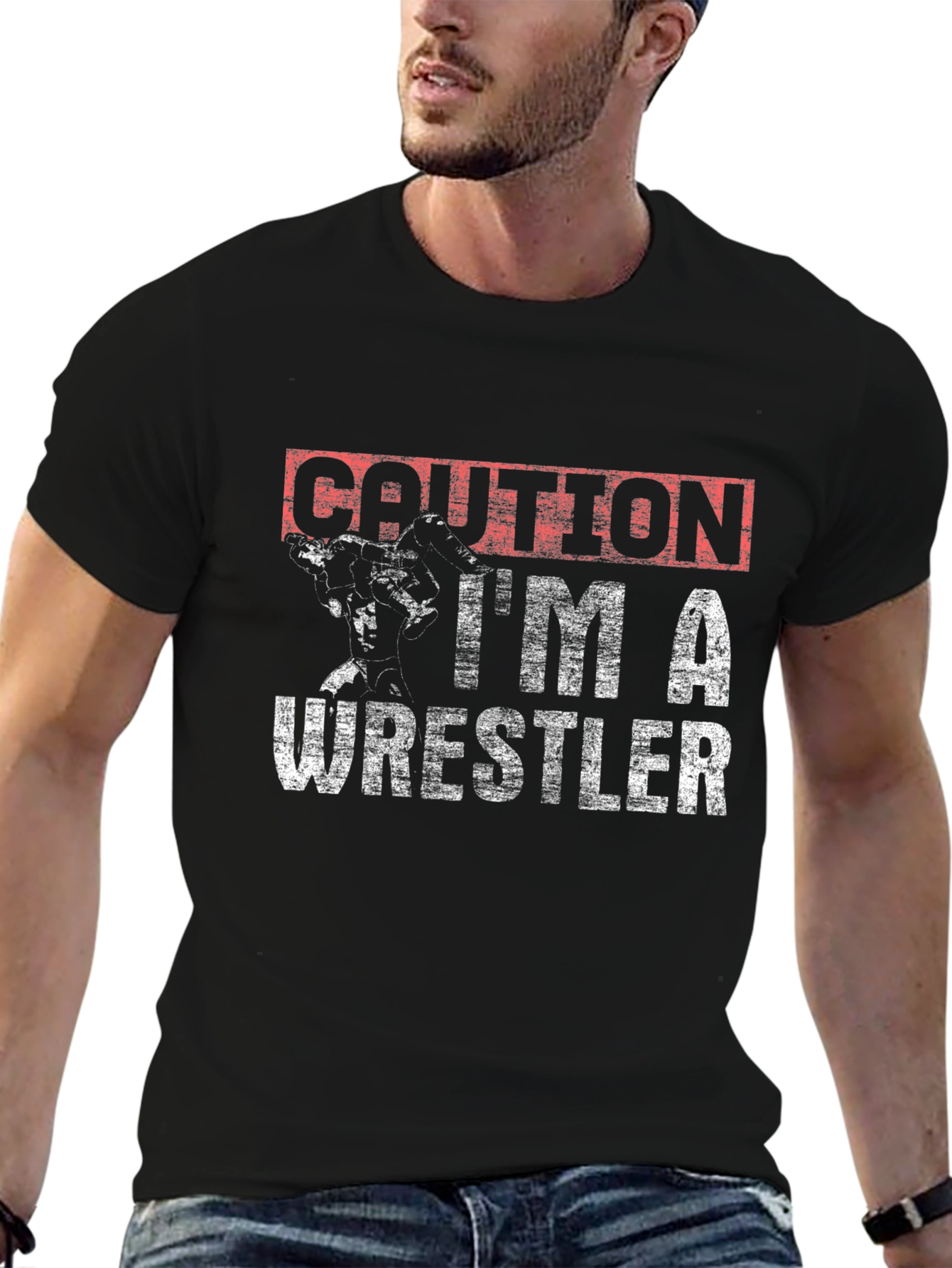 Caution Wrestler Graphic T-Shirt