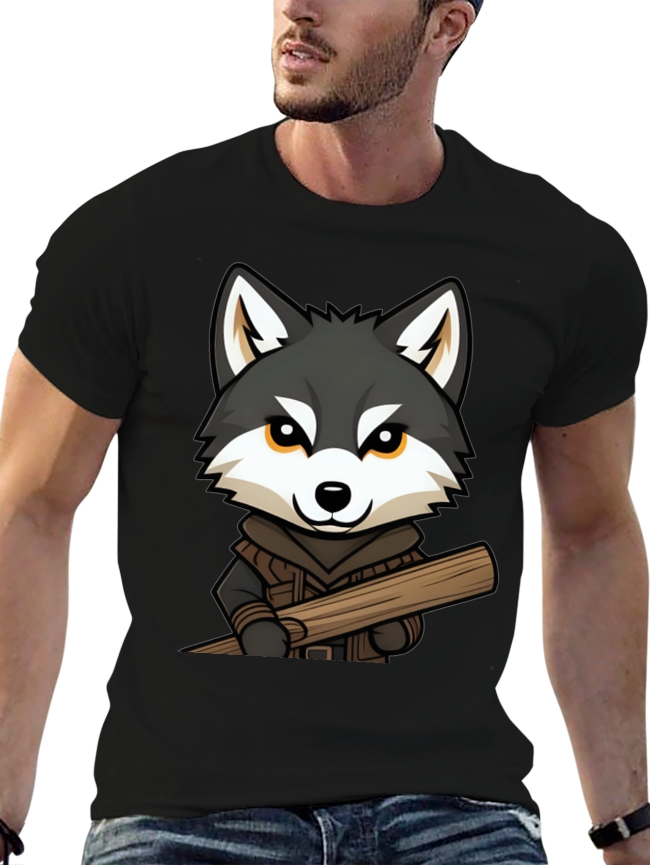 Wolf Lumberjack Cartoon Graphic T-Shirt