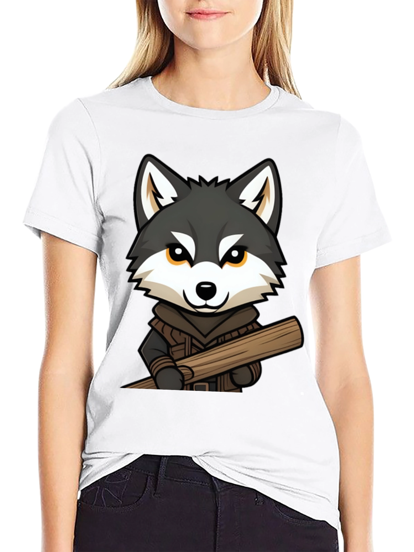 Wolf Lumberjack Cartoon Graphic T-Shirt