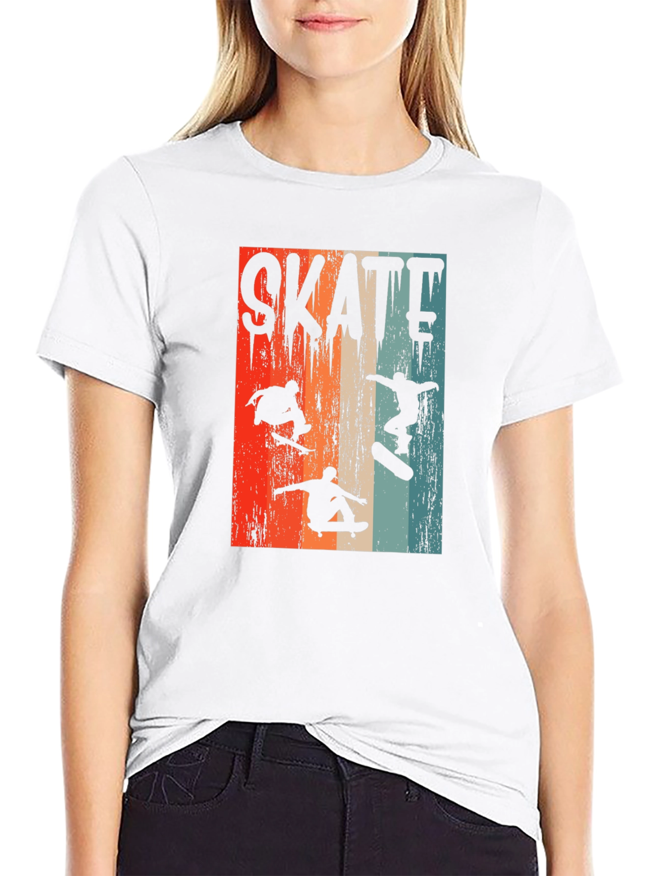 Skateboarding Silhouette Graphic Tee - Retro Design