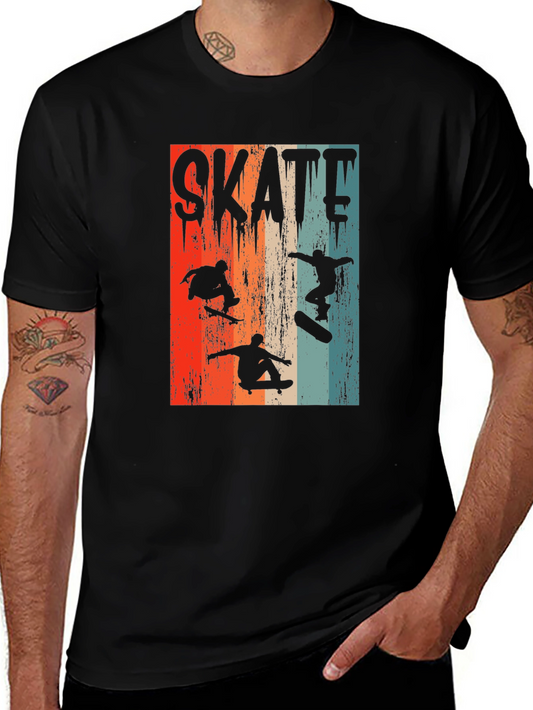 Skateboarding Silhouette Graphic Tee - Retro Design