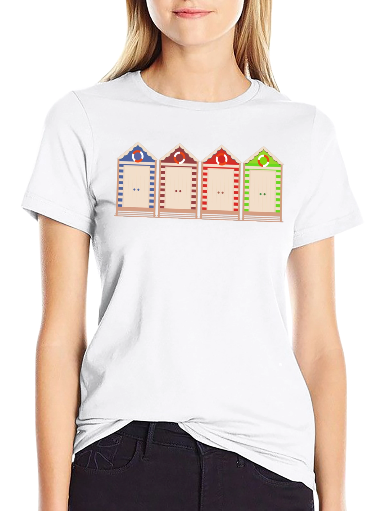 Beach Huts Graphic T-Shirt Unique Design