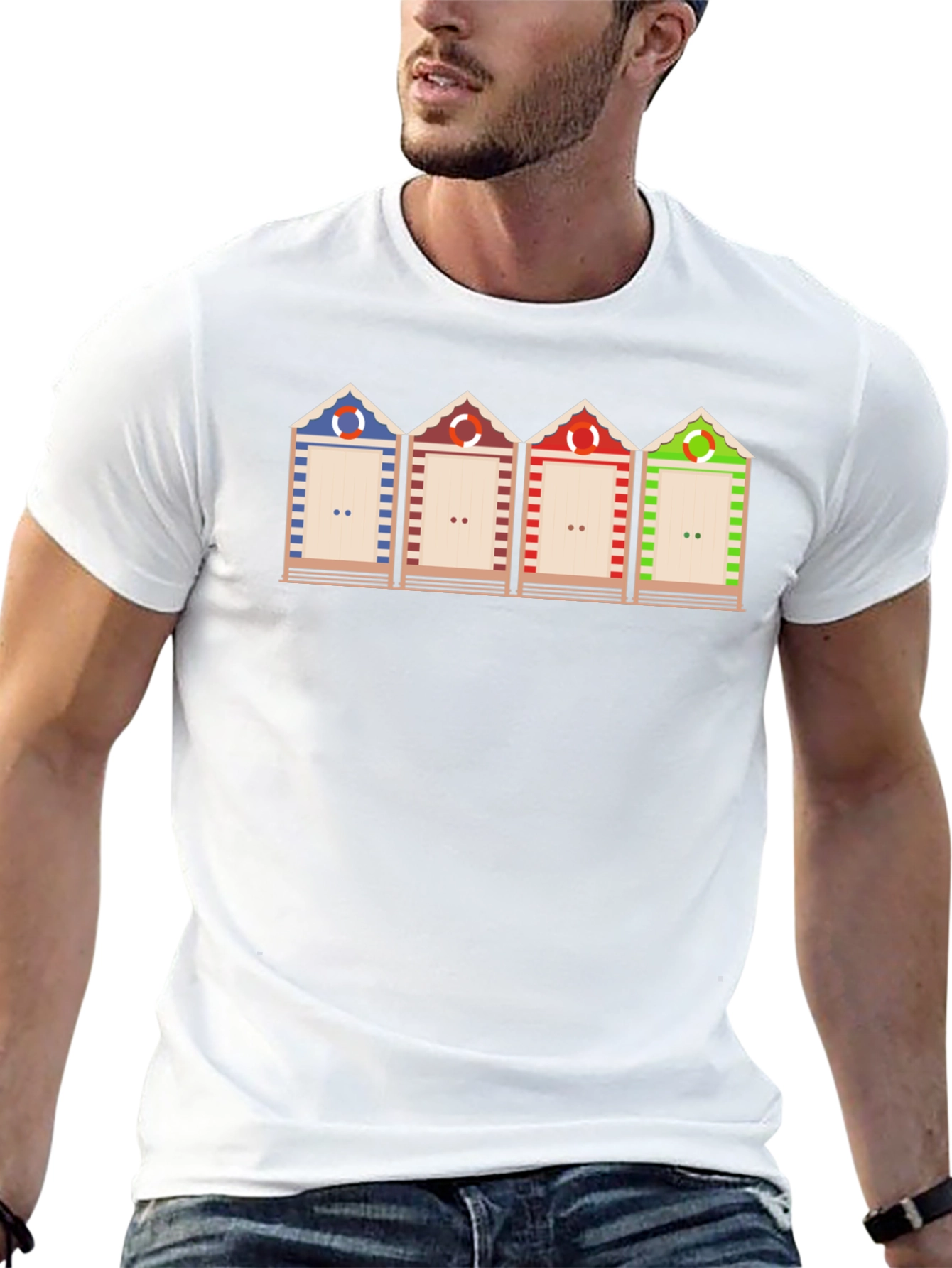 Beach Huts Graphic T-Shirt Unique Design