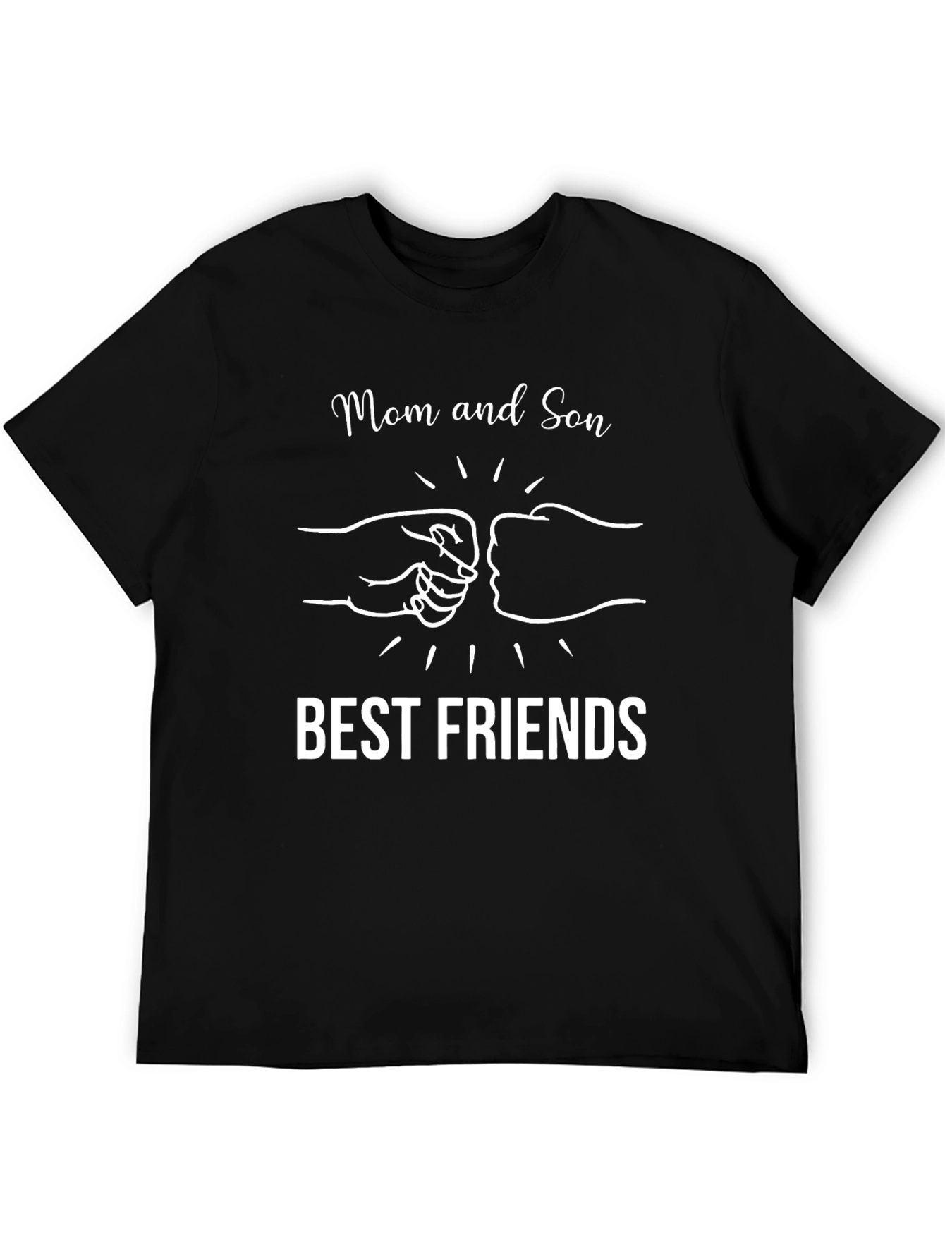 Mom and Son Best Friends Black Graphic T-Shirt